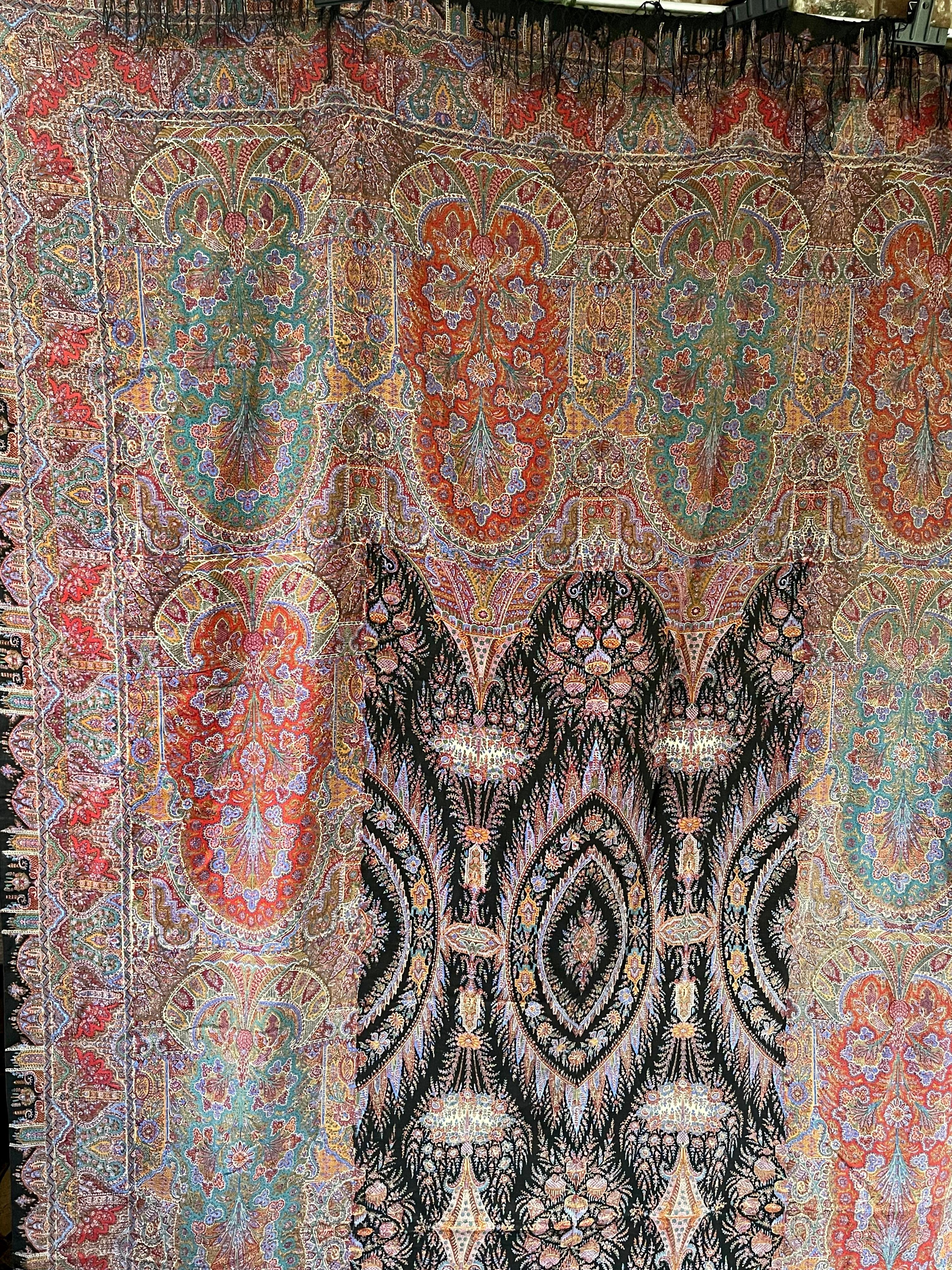 Superb Antique Paisley Shawl 

Intricately block printed onto a fine quality  light weight cotton

Circa 1860

 Good antique condition throughout
The printing is very fine and well executed

SIZE 128 inches x 65 inches  (325cm x 165cm)

S5514
