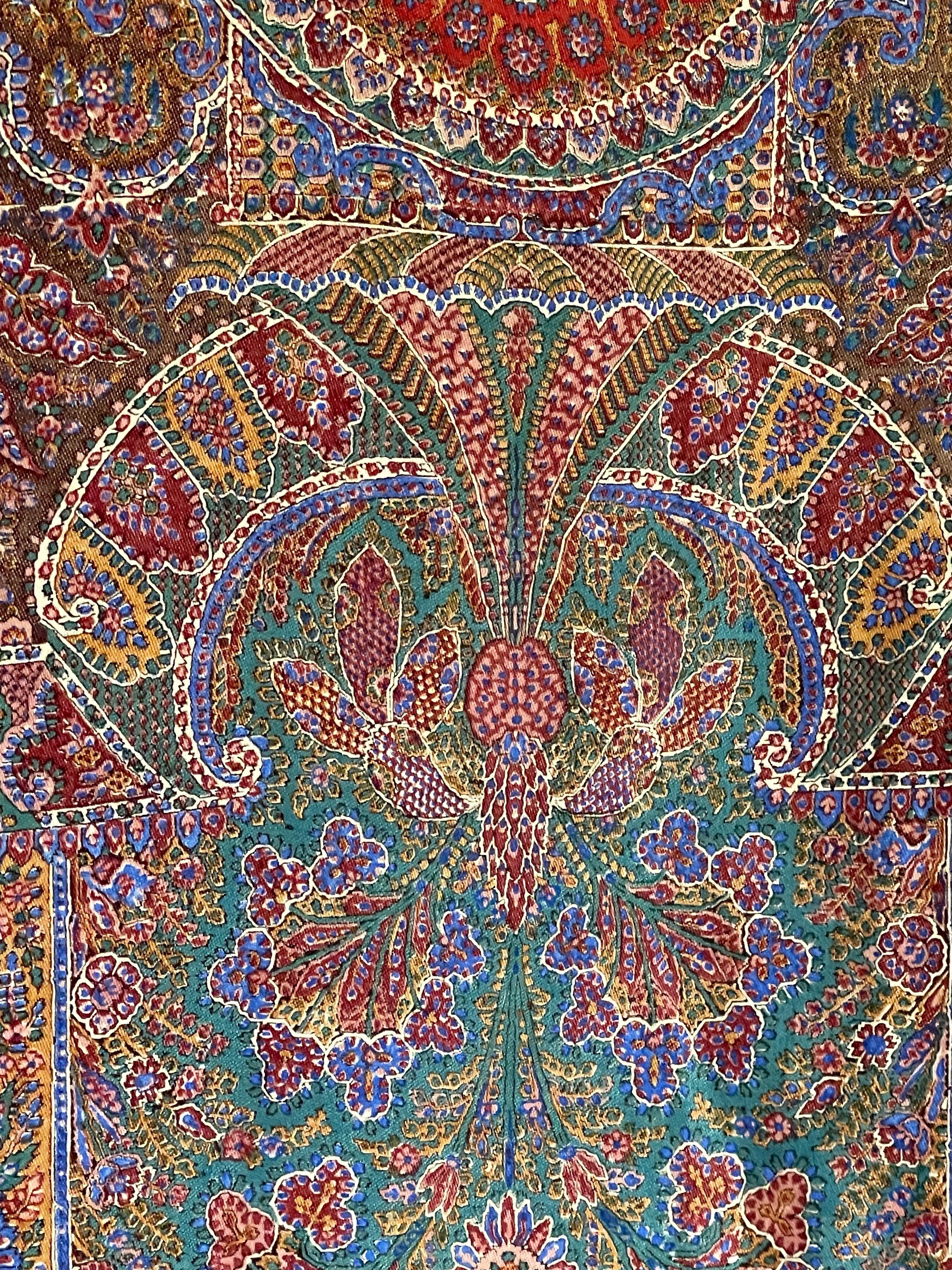 Hand-Crafted Antique Paisley  Shawl Kashmiri Block Printed For Sale