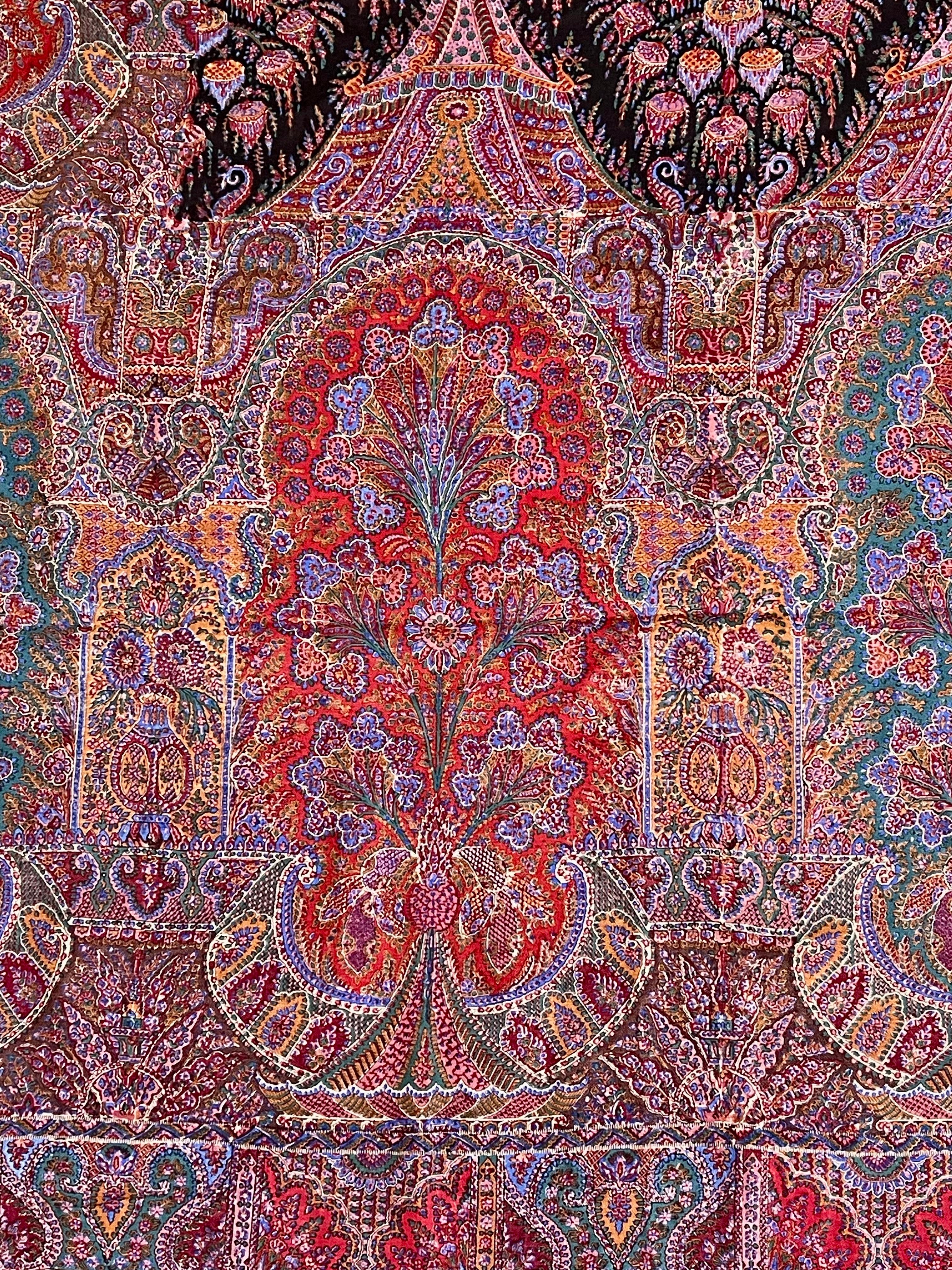 19th Century Antique Paisley  Shawl Kashmiri Block Printed For Sale