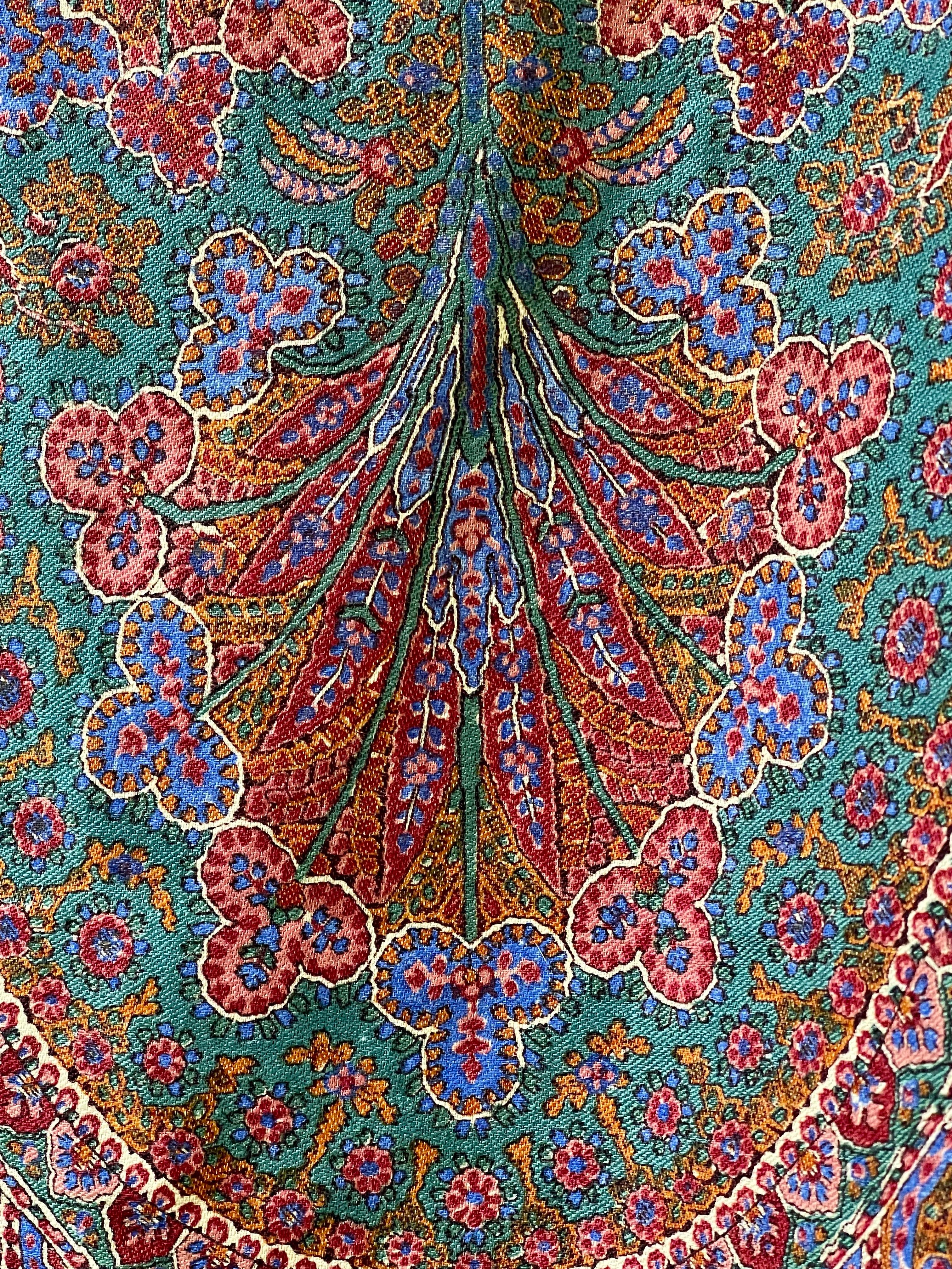 Antique Paisley  Shawl Kashmiri Block Printed For Sale 1