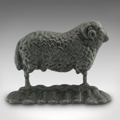 Antique Sheep Doorstop, English, Cast Iron, Decorative Farmhouse Keep, Victorian