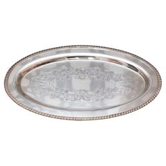 Antique Sheffield Reproduction Silver Plate Oval Serving Tray