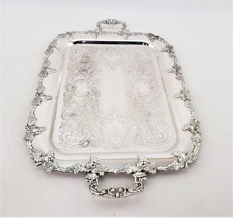 Antique Sheffield Reproduction Silver Plated Serving Tray with Grapes