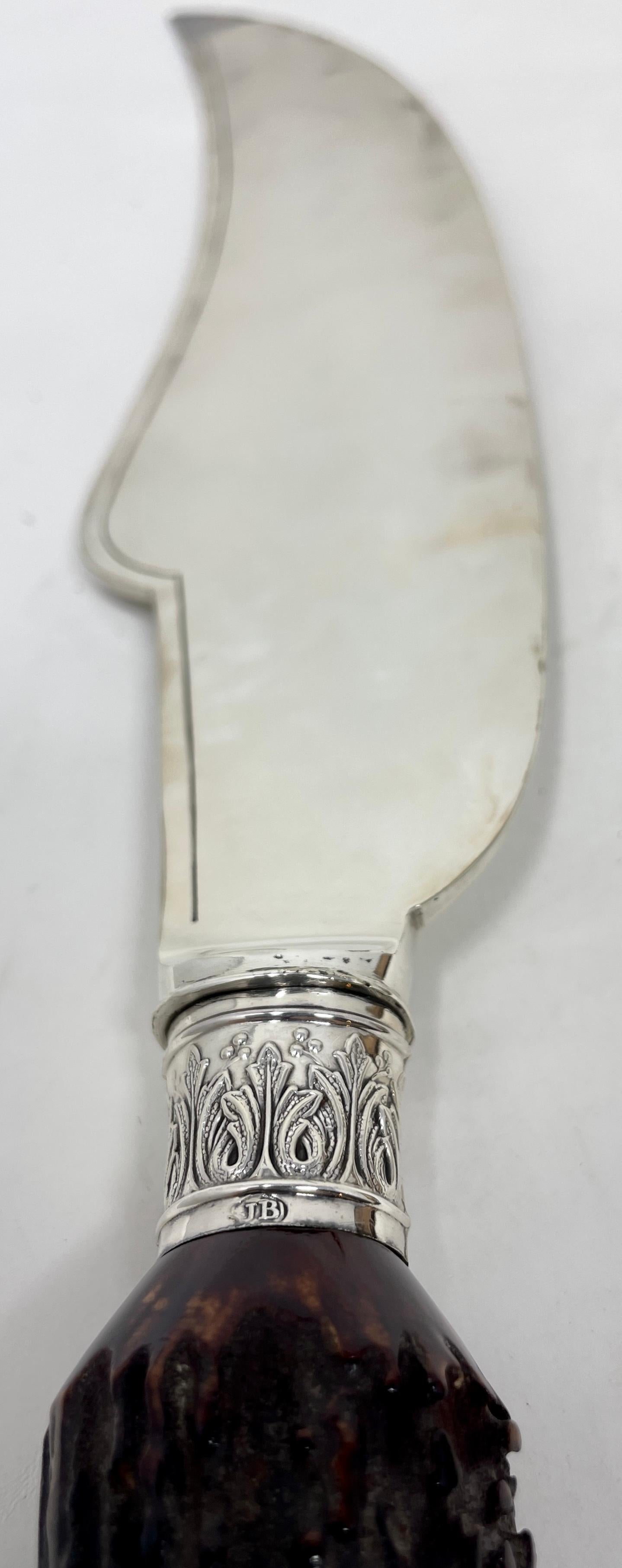 Antike versilberte Sheffield-Gabel- und Messer Serviergeschirr mit Horngriffen, um 1880 (Old Sheffield Plate) im Angebot