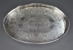 Antique Sheffield Silver Plated Oval Gallery Serving Tray c.1900