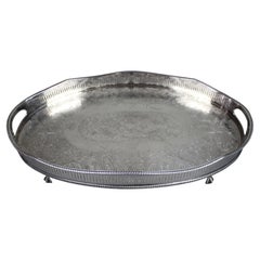 Antique Sheffield Silver Plated Oval Gallery Serving Tray c.1900
