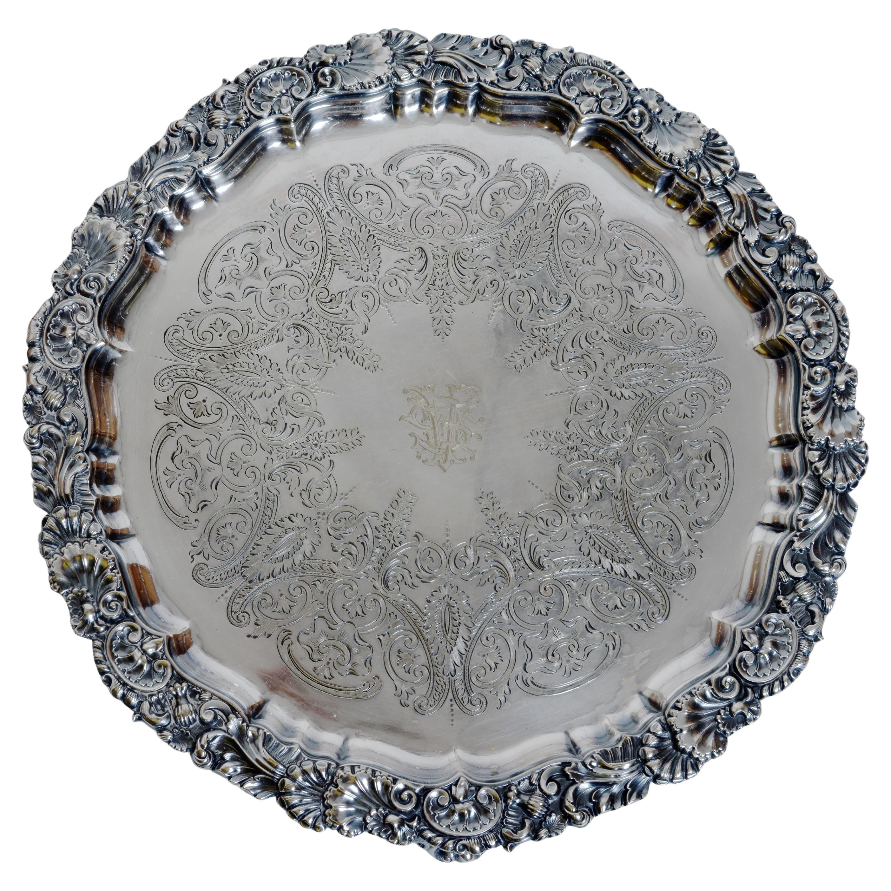 Antico salverino in argento Sheffield firmato "Mappin & Webb Princes Plate".