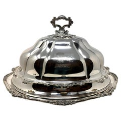 Antique Sheffield Silver 'Silver on Copper' Meat Dome and Tray, Circa 1840-1850