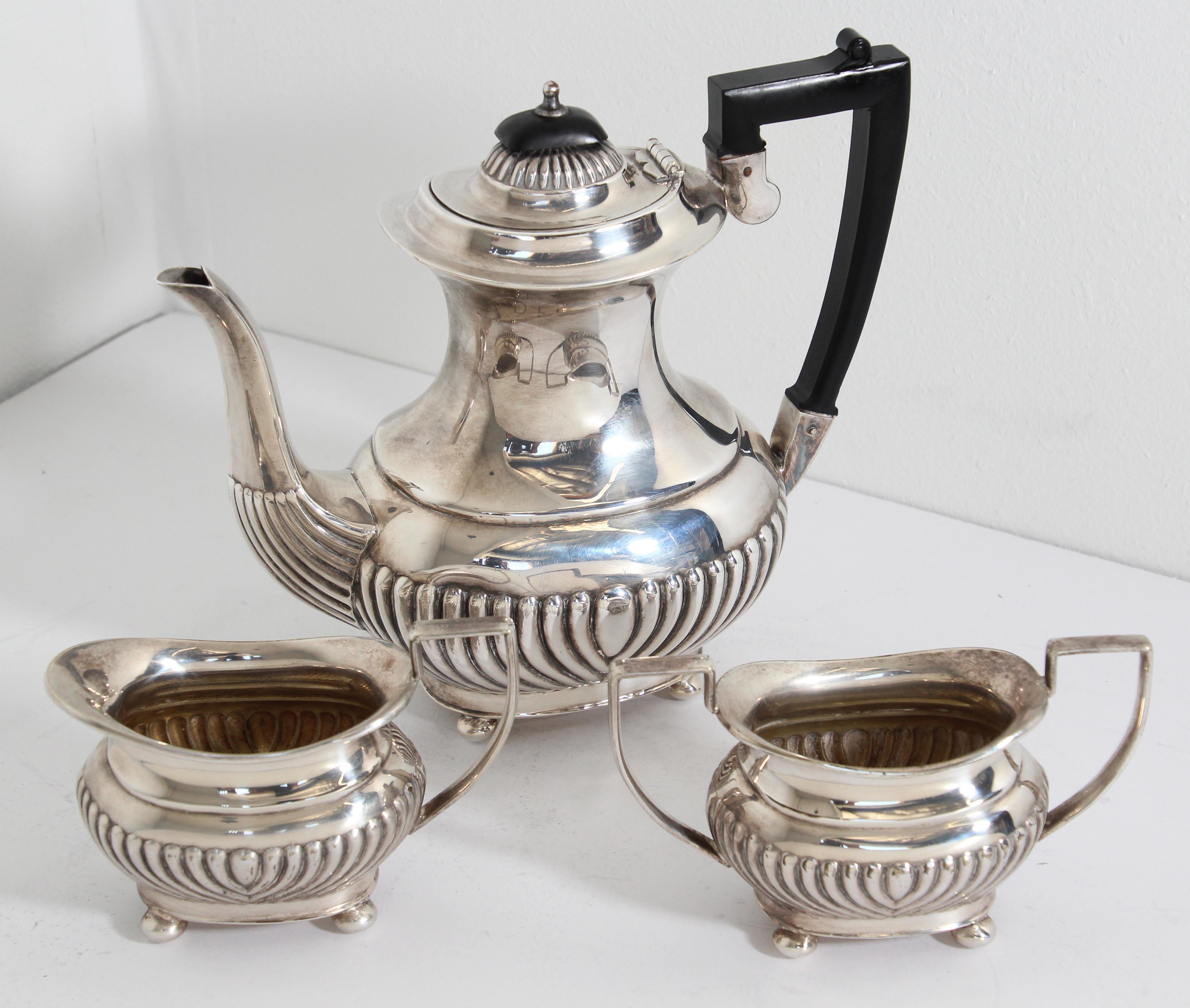 Hand-Crafted Antique Sheffield Silverplate Tea Set For Sale