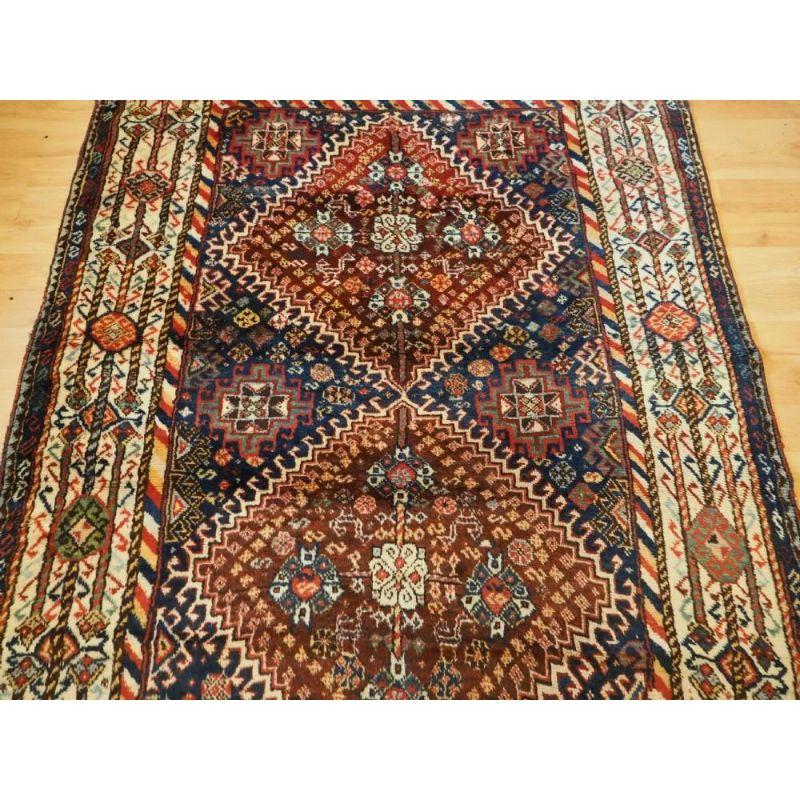 Asian Antique Shekarlu Qashqai Rug of Classic Medallion Design, circa 1890 For Sale