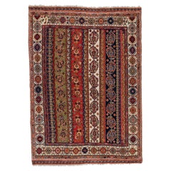 Antiker Shekarlu Qashqai-Teppich in selten gestreiftem Design, antiker Teppich, Vintage