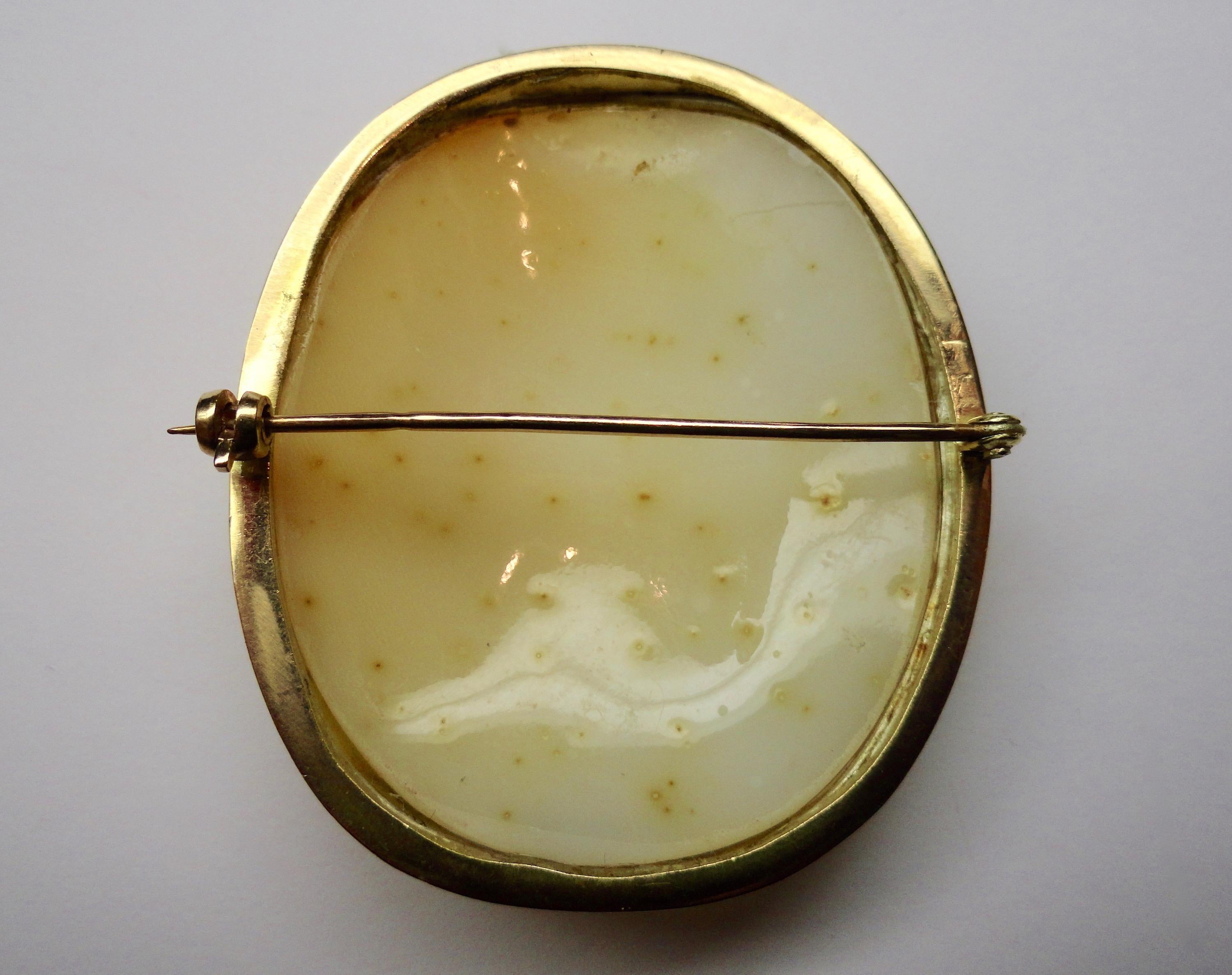 Antique Shell Cameo Brooch In Good Condition For Sale In Milano, MI