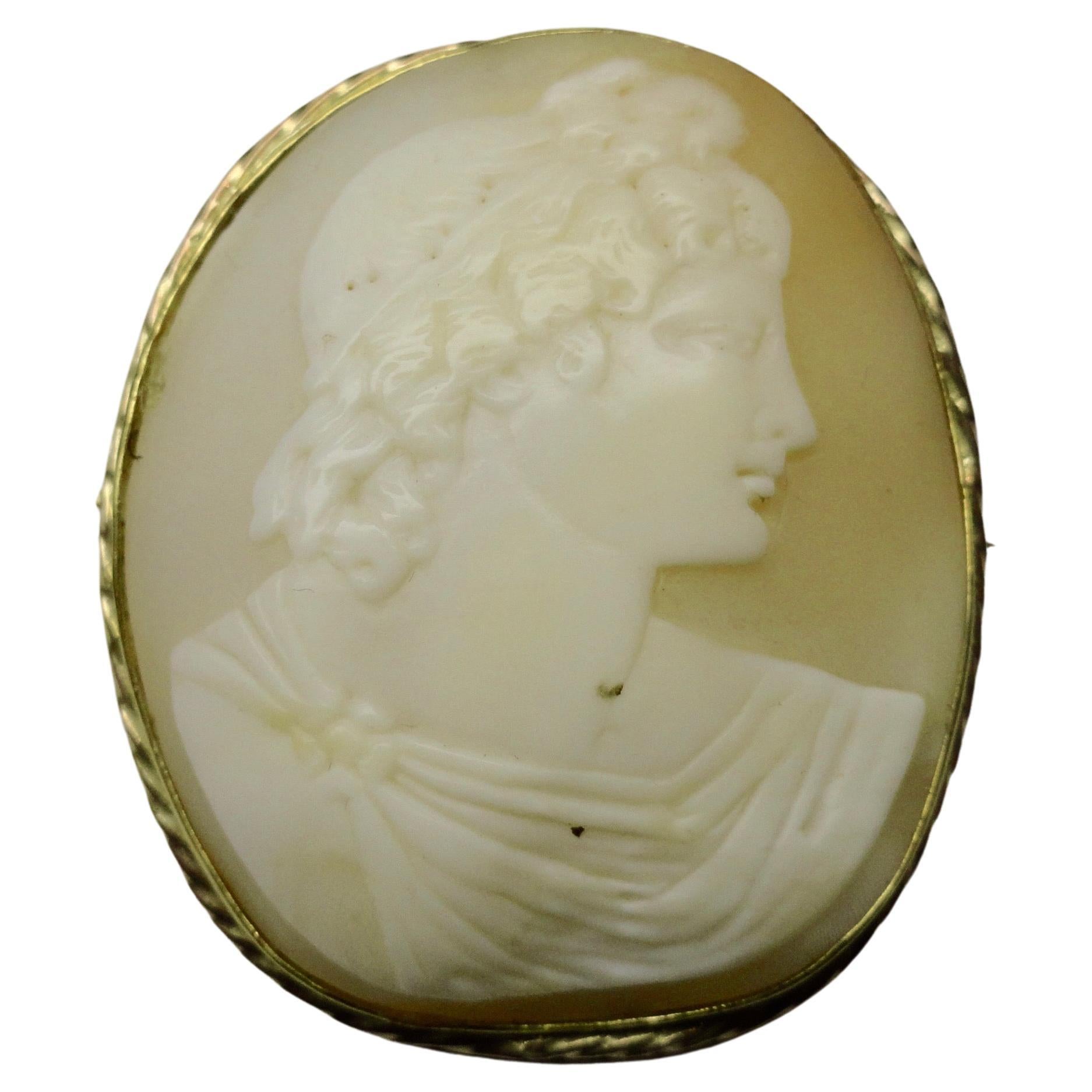Antique Shell Cameo Brooch For Sale