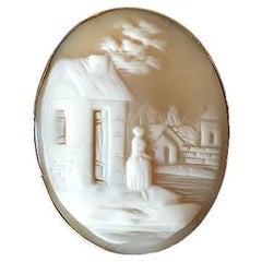 Antique Shell Cameo Brooch Rebecca At The Well