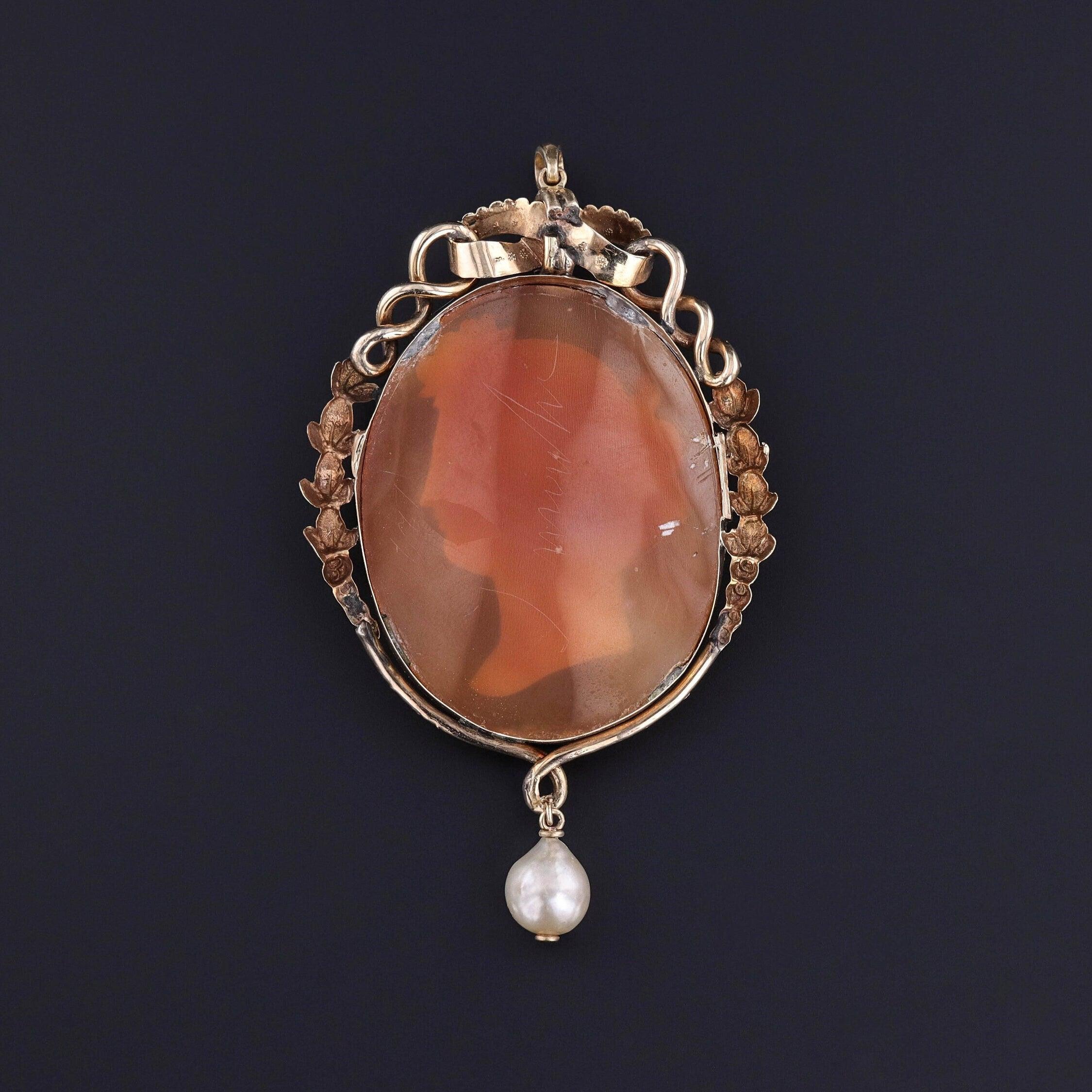 Non taillé Pendentif en or 12k avec camée en coquillage antique en vente
