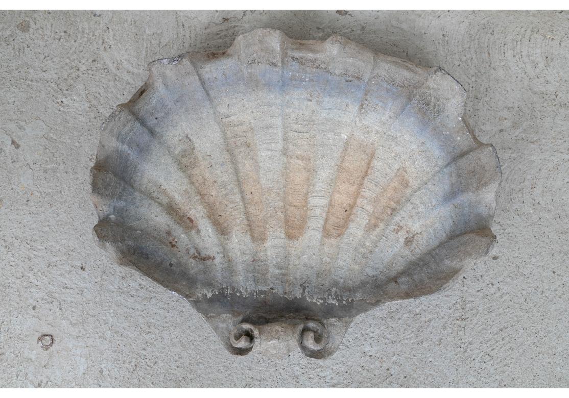 Plomb Bassin de jardin antique en plomb en forme de coquillage en vente
