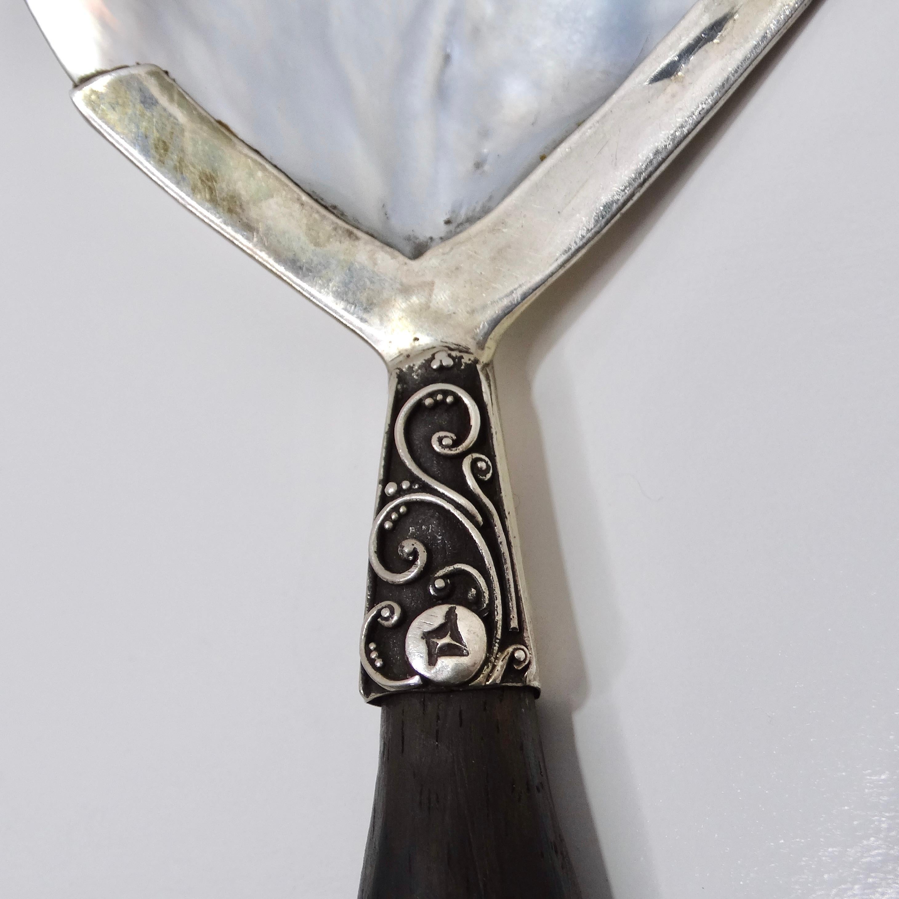 Women's or Men's Antique Shell Motif Pure Silver Spoon For Sale