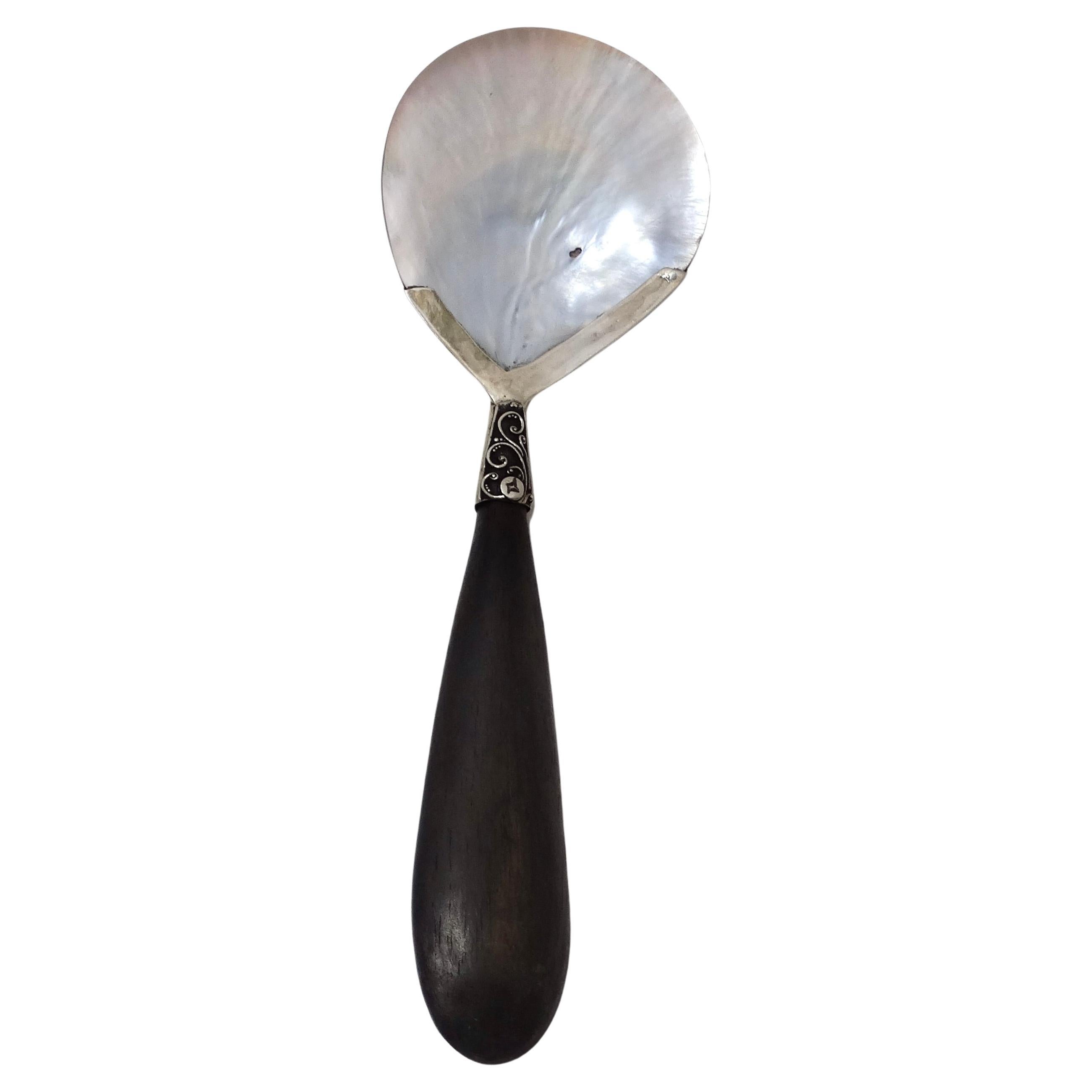 Antique Shell Motif Pure Silver Spoon For Sale