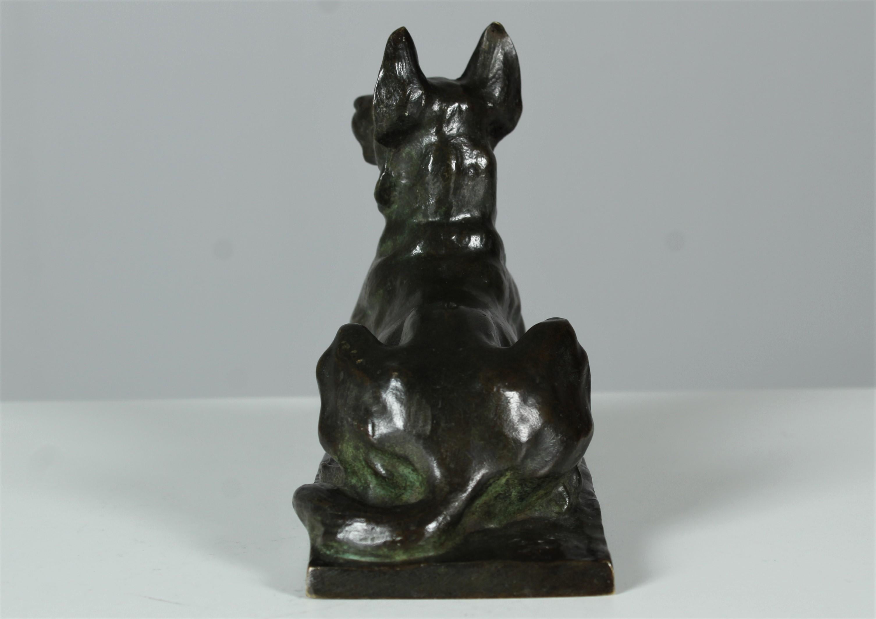 Antique Shepherd Dog Sculpture, Signed by Artist 