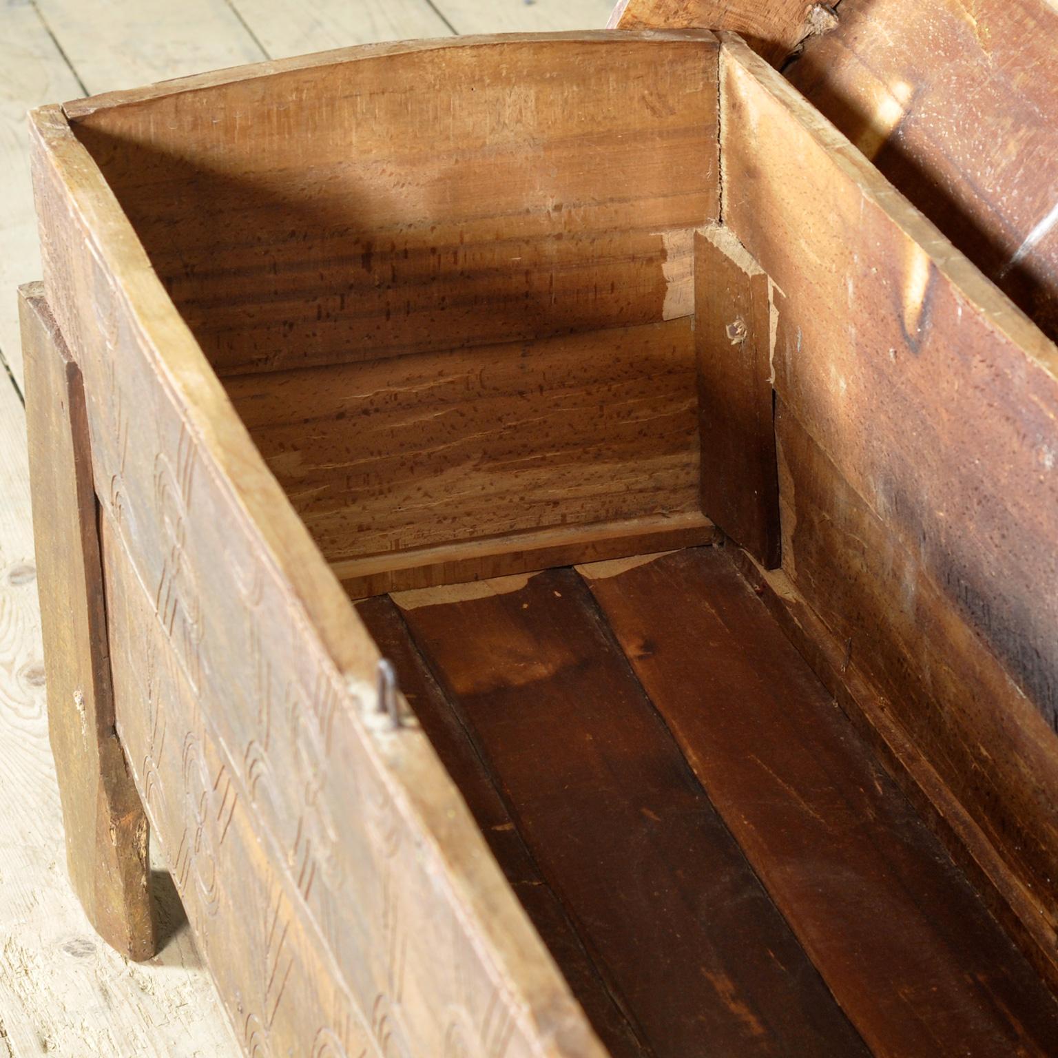 Hand-Carved Antique shepherd’s chest, 1850s