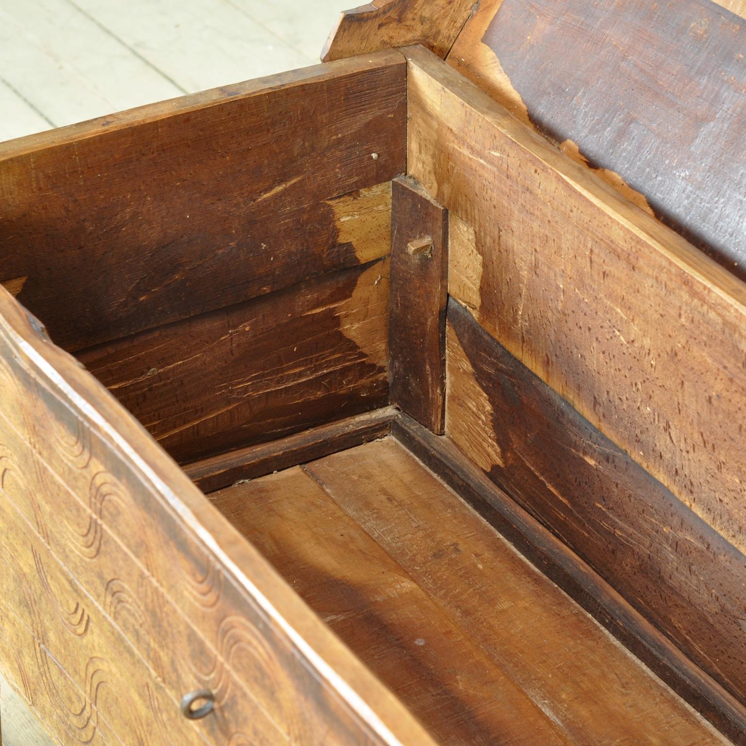 Hand-Carved antique shepherd’s chest, 1850’s For Sale