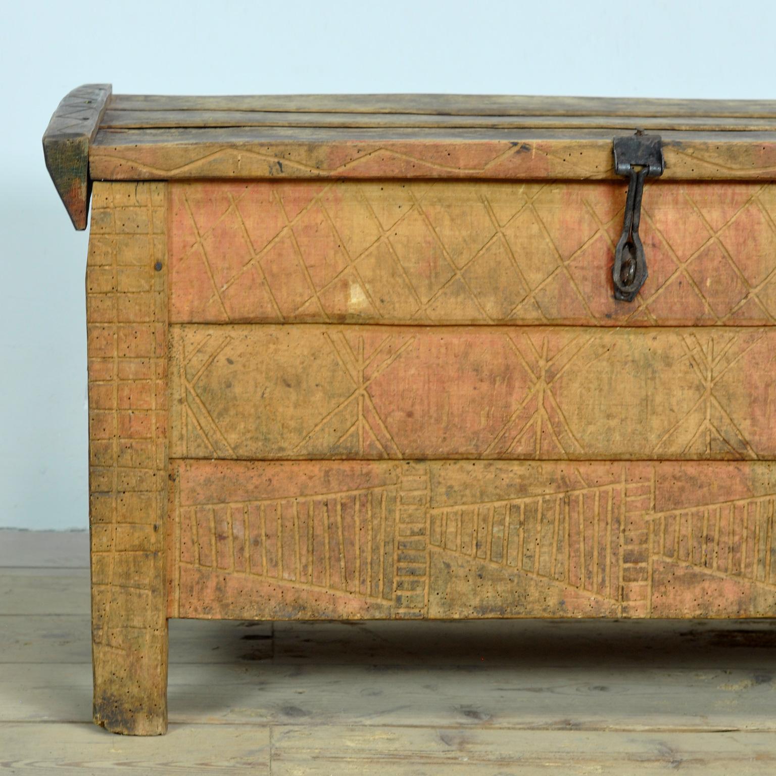 Hêtre Coffre de berger antique, années 1850 en vente