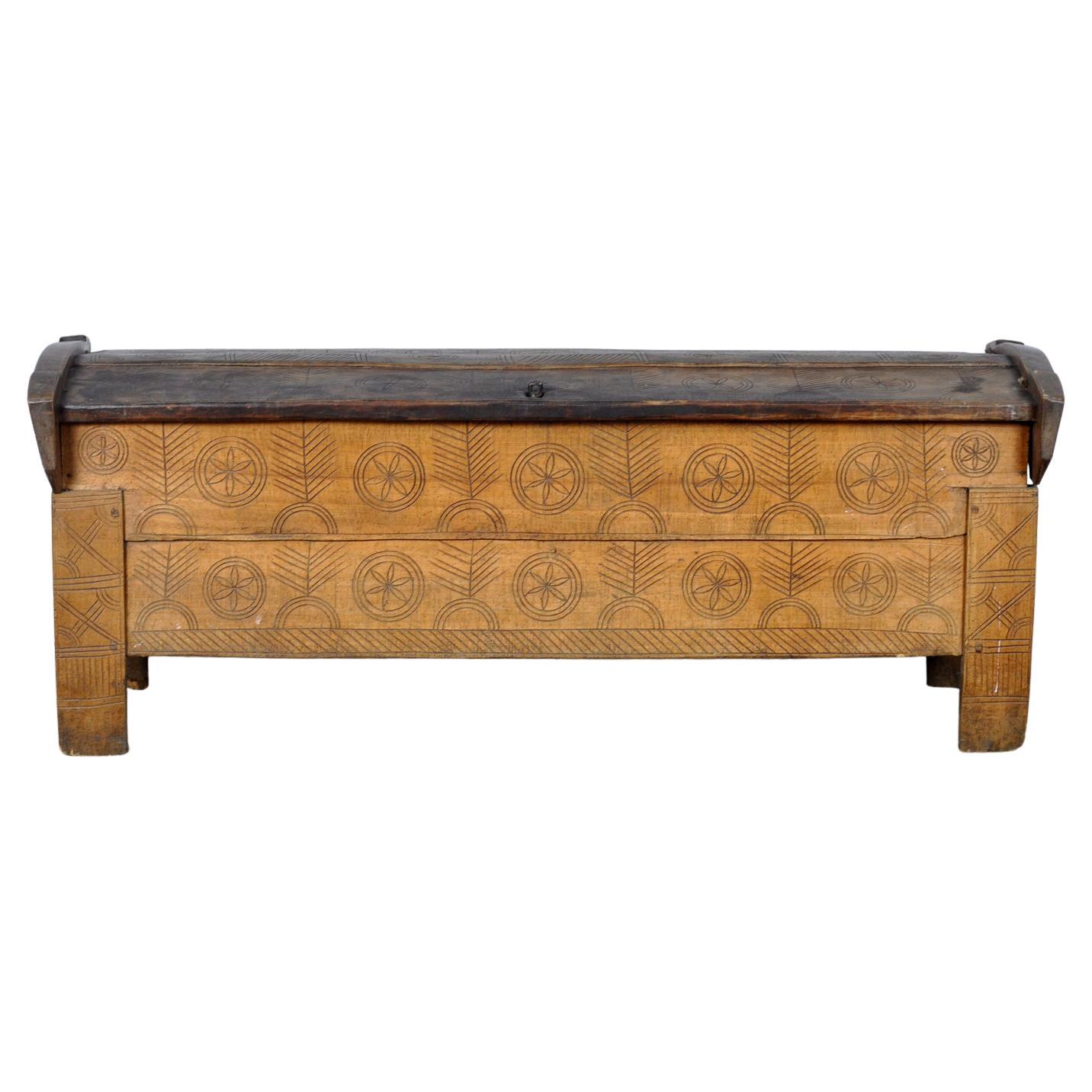 Coffre de berger antique, années 1850 en vente