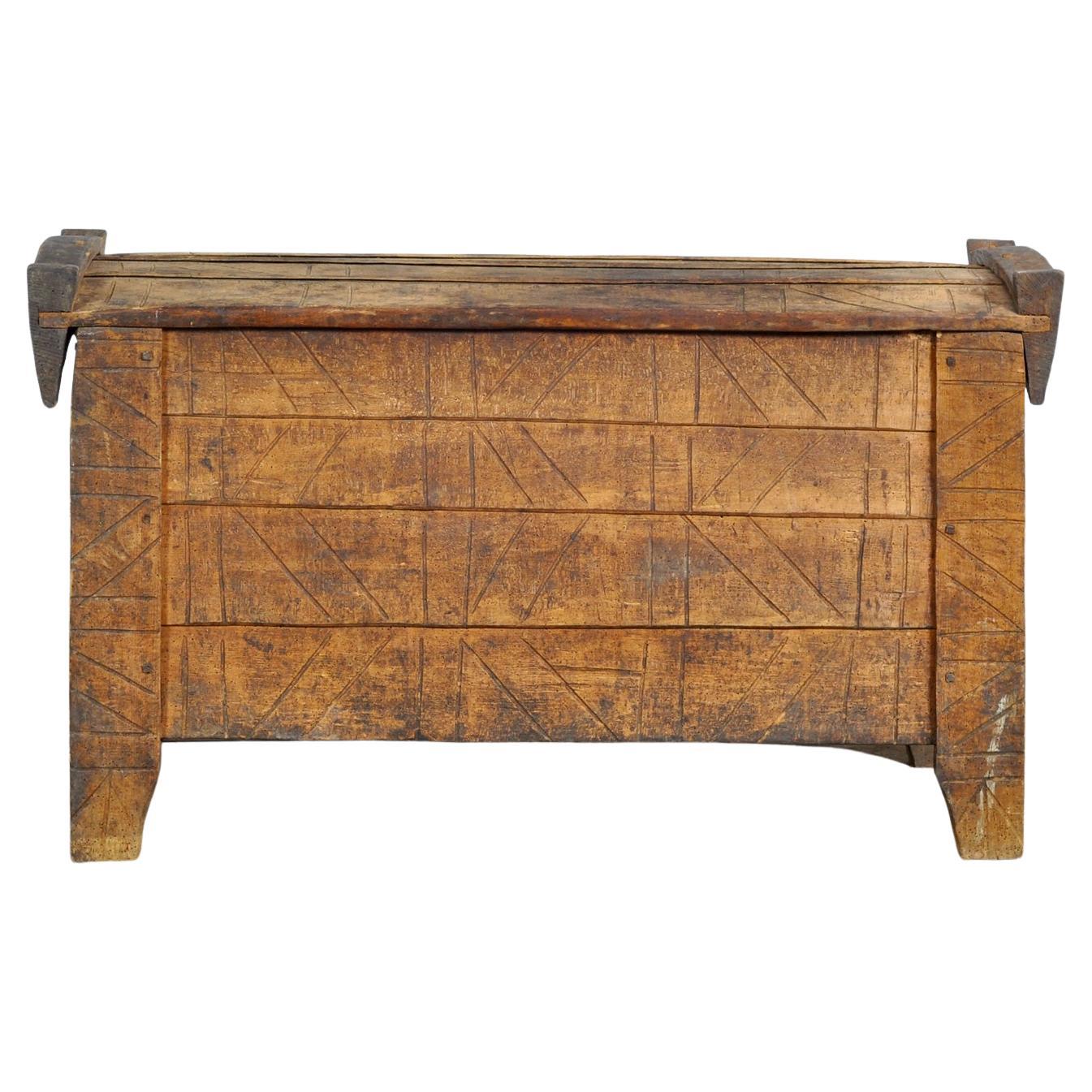 coffre de berger ancien, années 1850 en vente