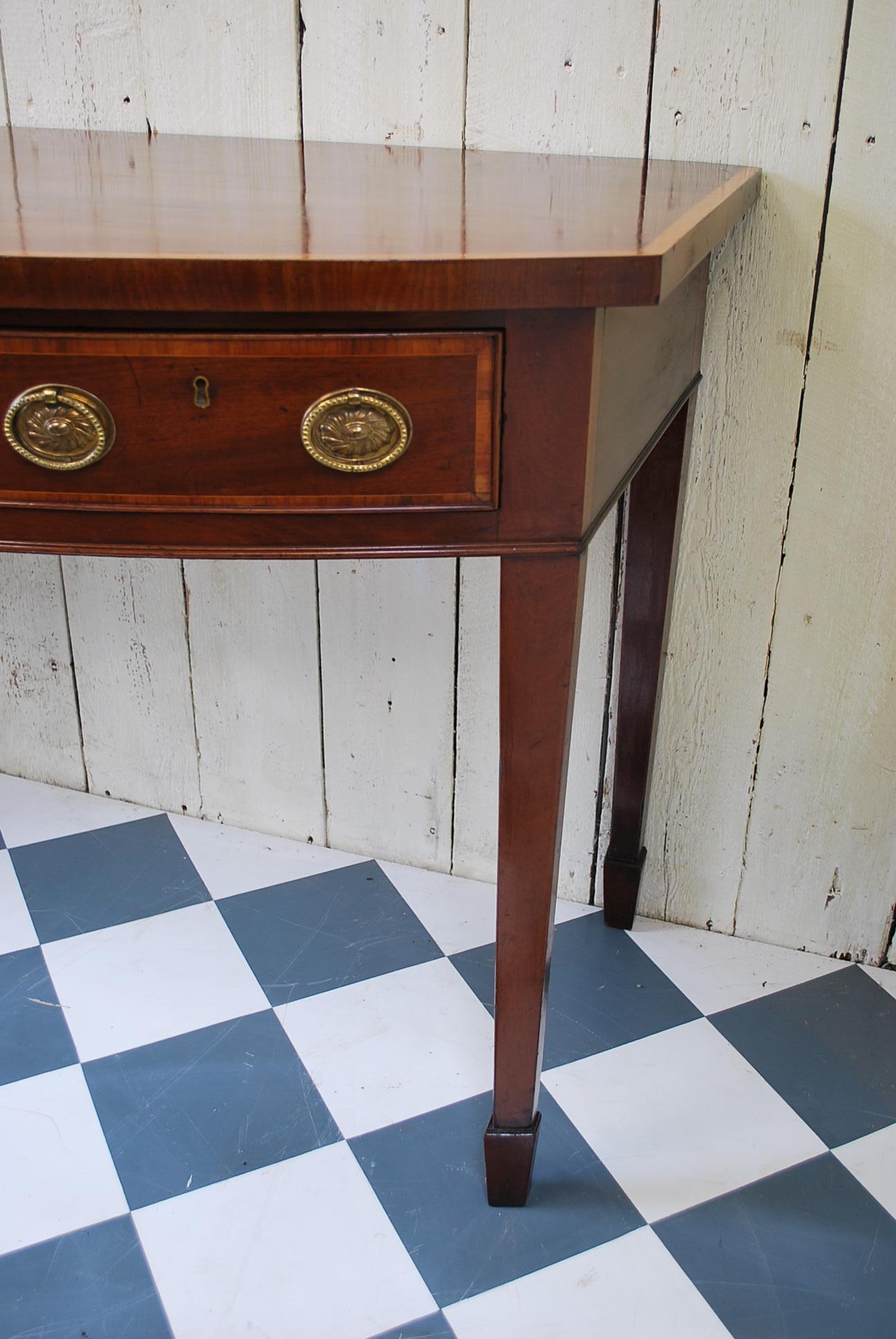 English Antique Sheraton Bow Fronted Serving/Console Table 