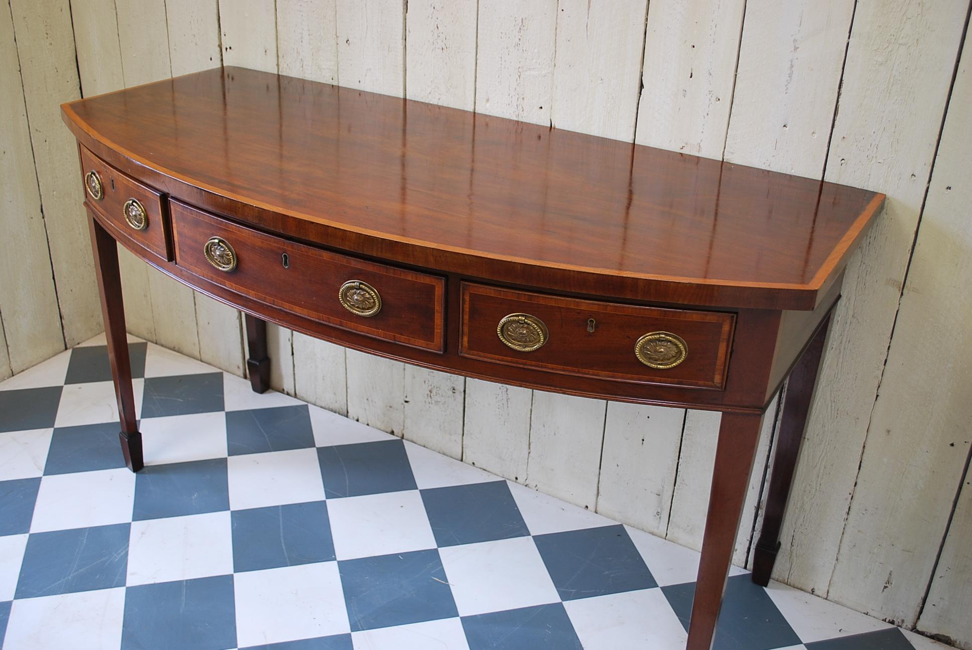 18th Century Antique Sheraton Bow Fronted Serving/Console Table 