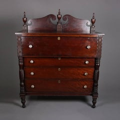 Antique Sheraton Carved Cherry Chest of Drawers, 19th Century