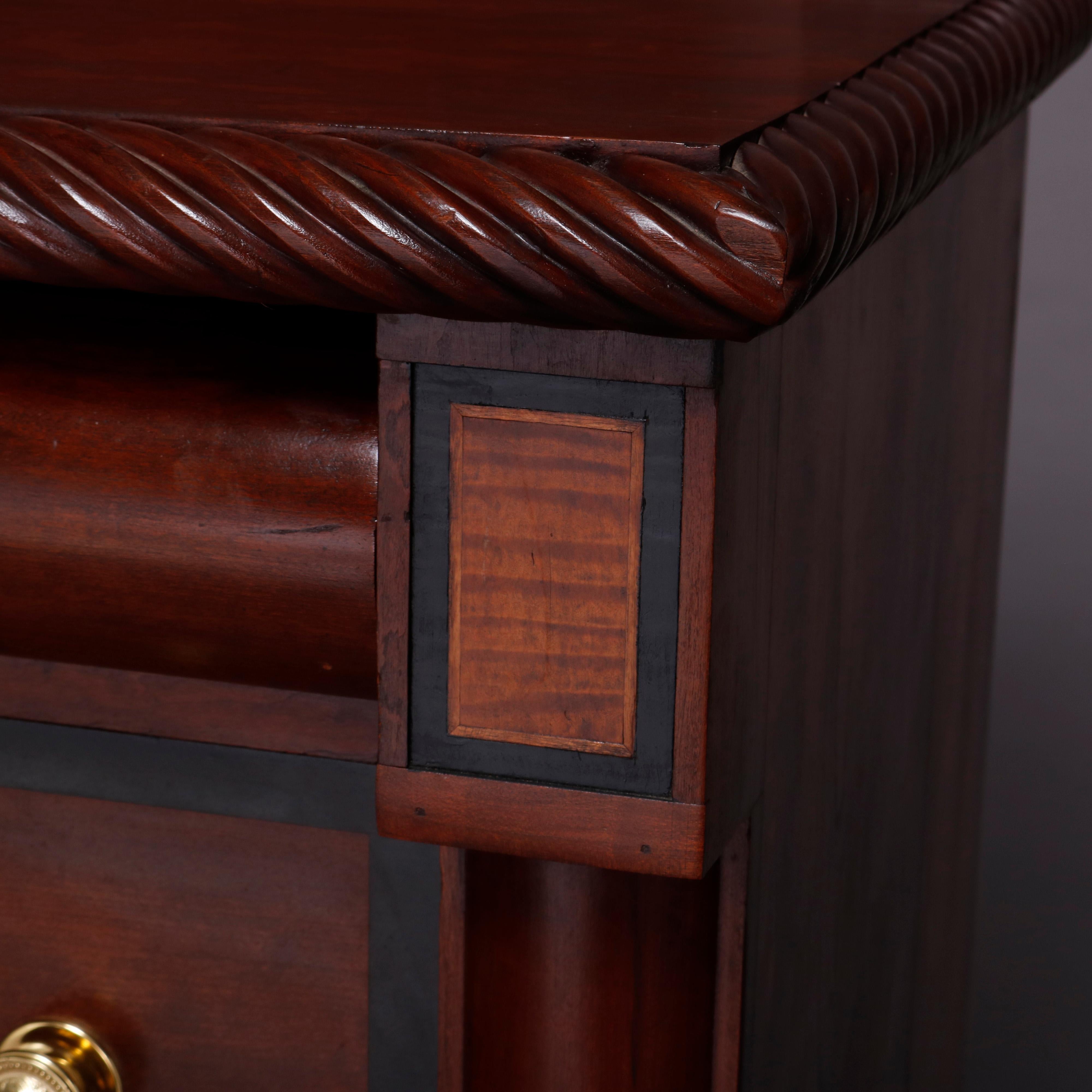 Antique Sheraton Carved Mahogany Chest Drawers, circa 1830 4