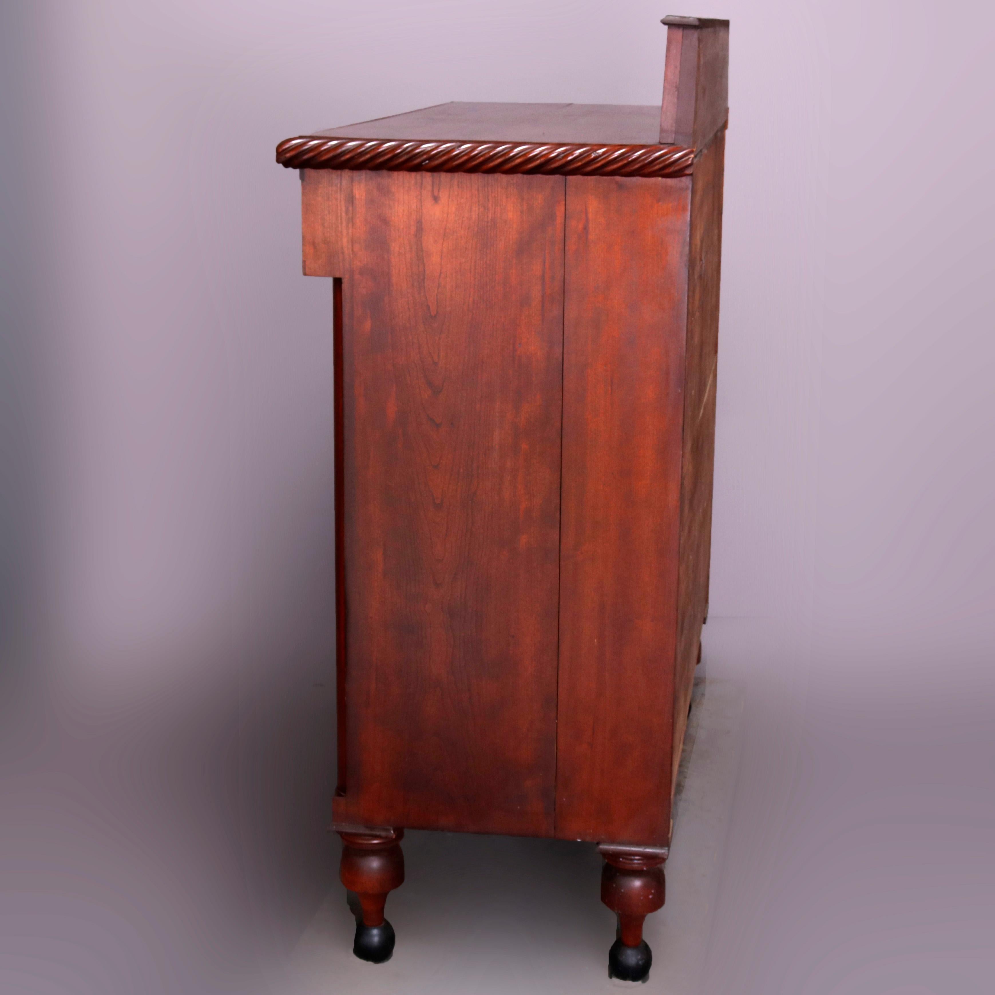 American Antique Sheraton Carved Mahogany Chest Drawers, circa 1830