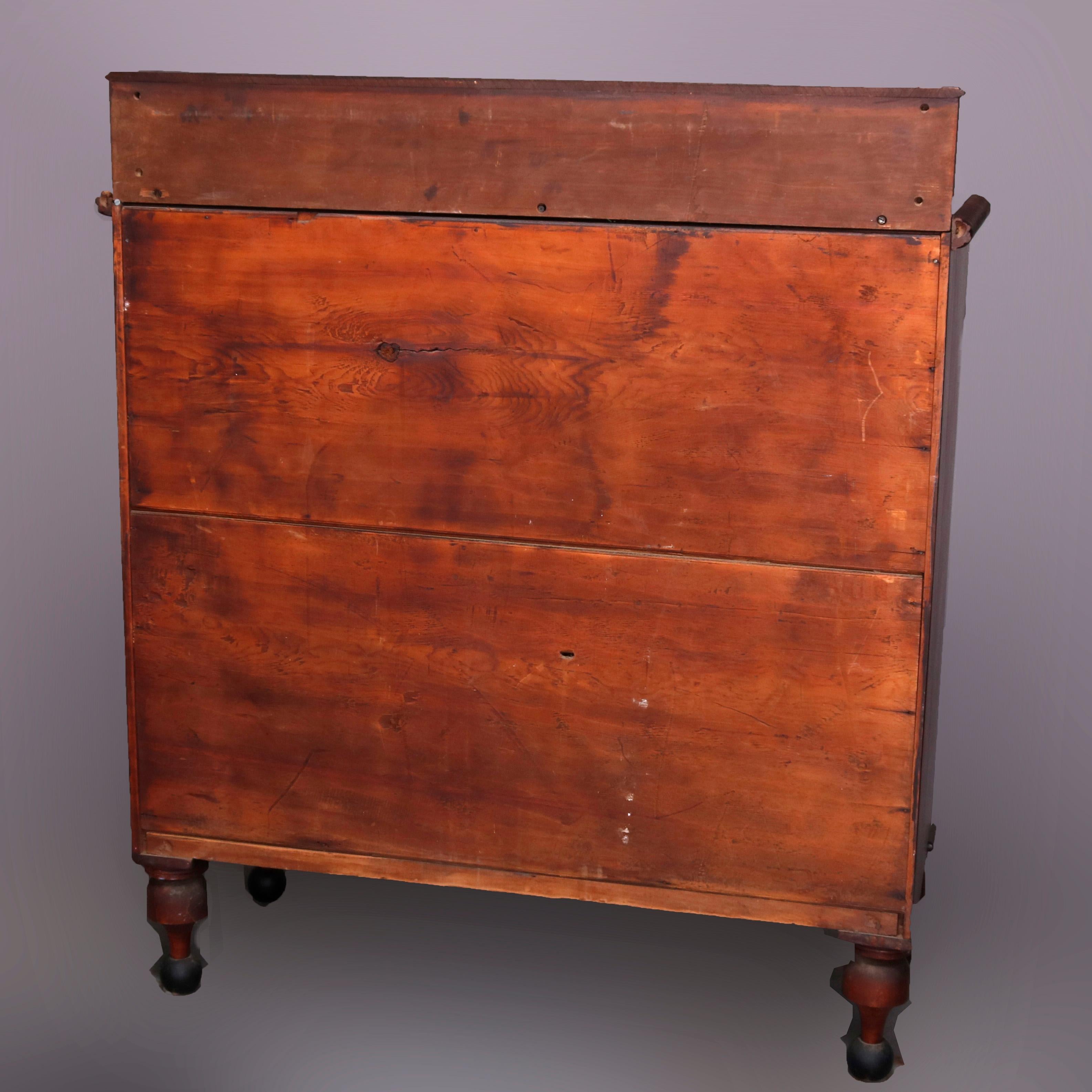 Antique Sheraton Carved Mahogany Chest Drawers, circa 1830 In Good Condition In Big Flats, NY