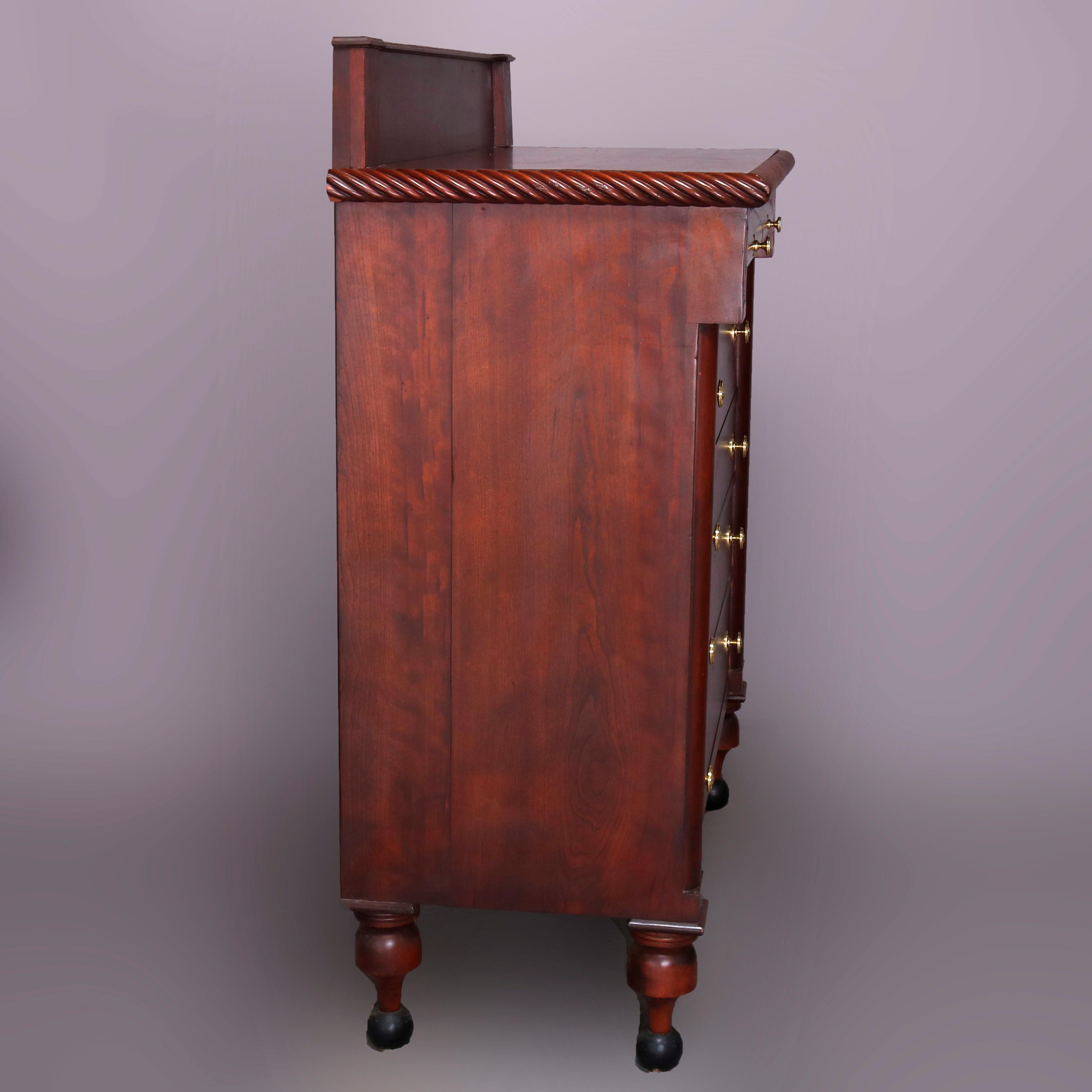 19th Century Antique Sheraton Carved Mahogany Chest Drawers, circa 1830
