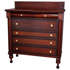 Antique Sheraton Carved Mahogany Chest Drawers, circa 1830