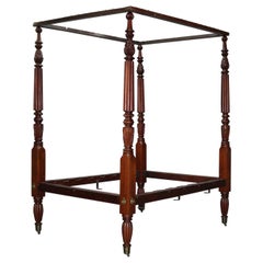 Antique Sheraton Carved Mahogany Full Tester Bed, Full/Double, circa 1840
