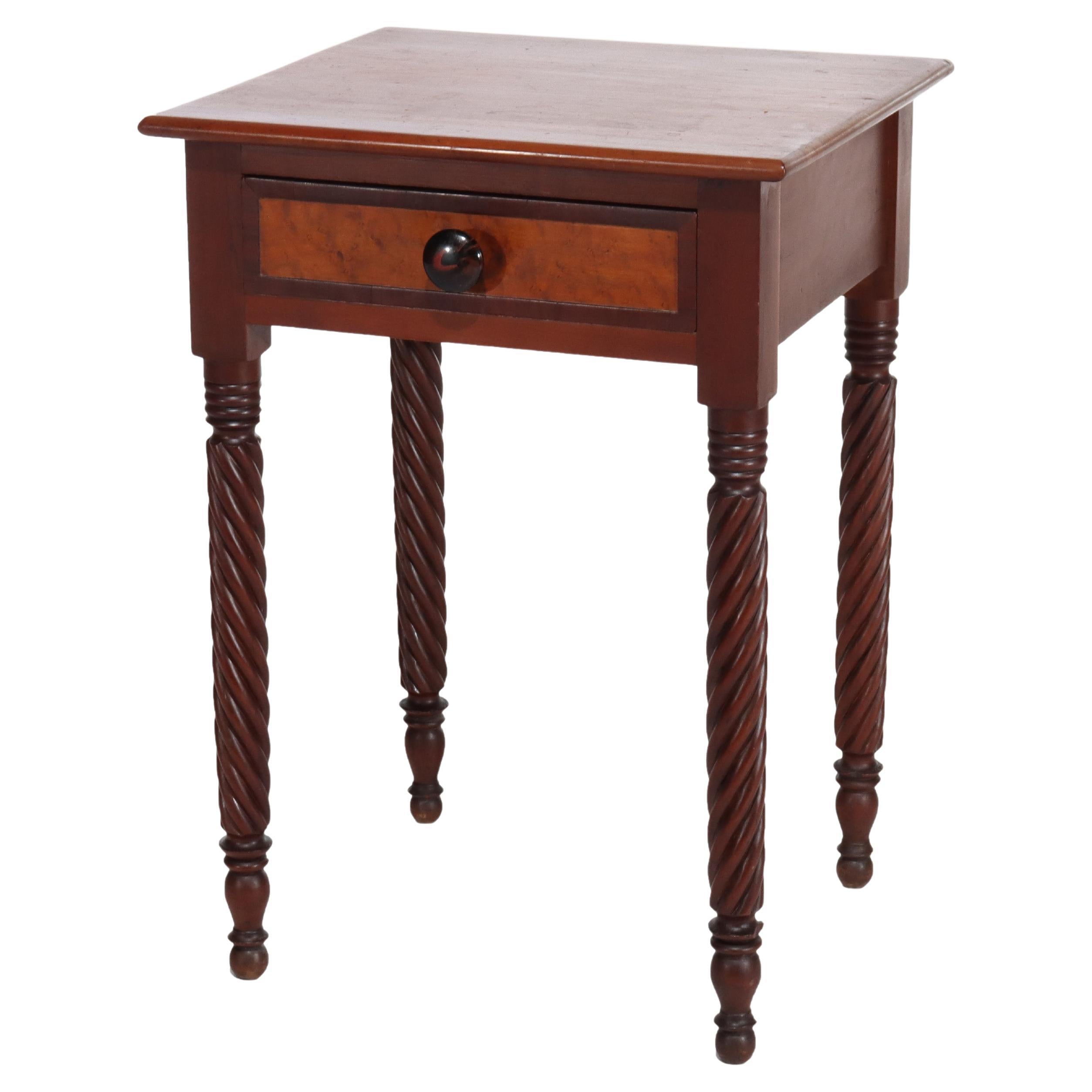 Antike Sheraton Kirsche & Vogelaugenahorn Ein-Schublade Stand C1840
