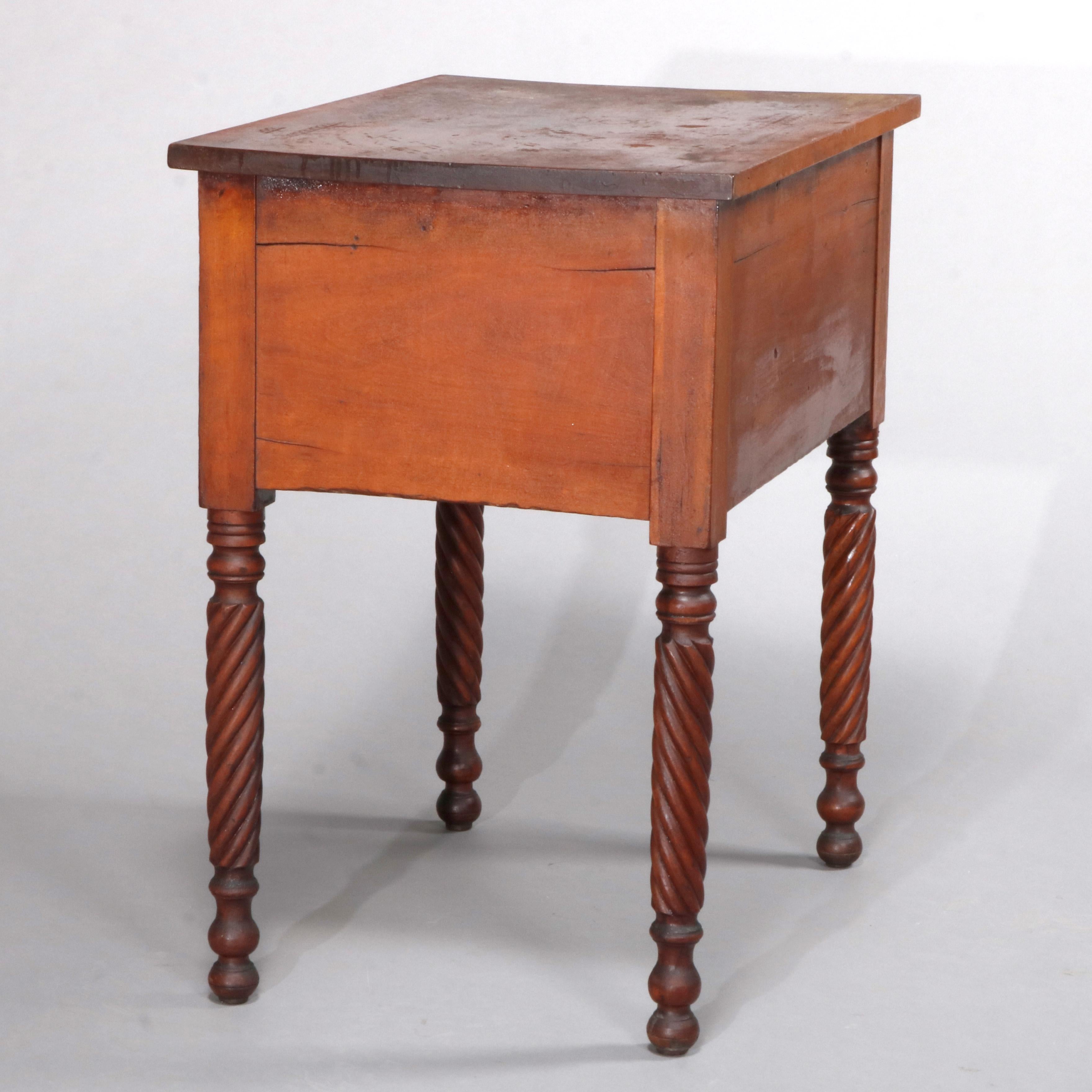 Antique Sheraton Cherry and Bird's-Eye Maple Two-Drawer Stand, circa 1840 3