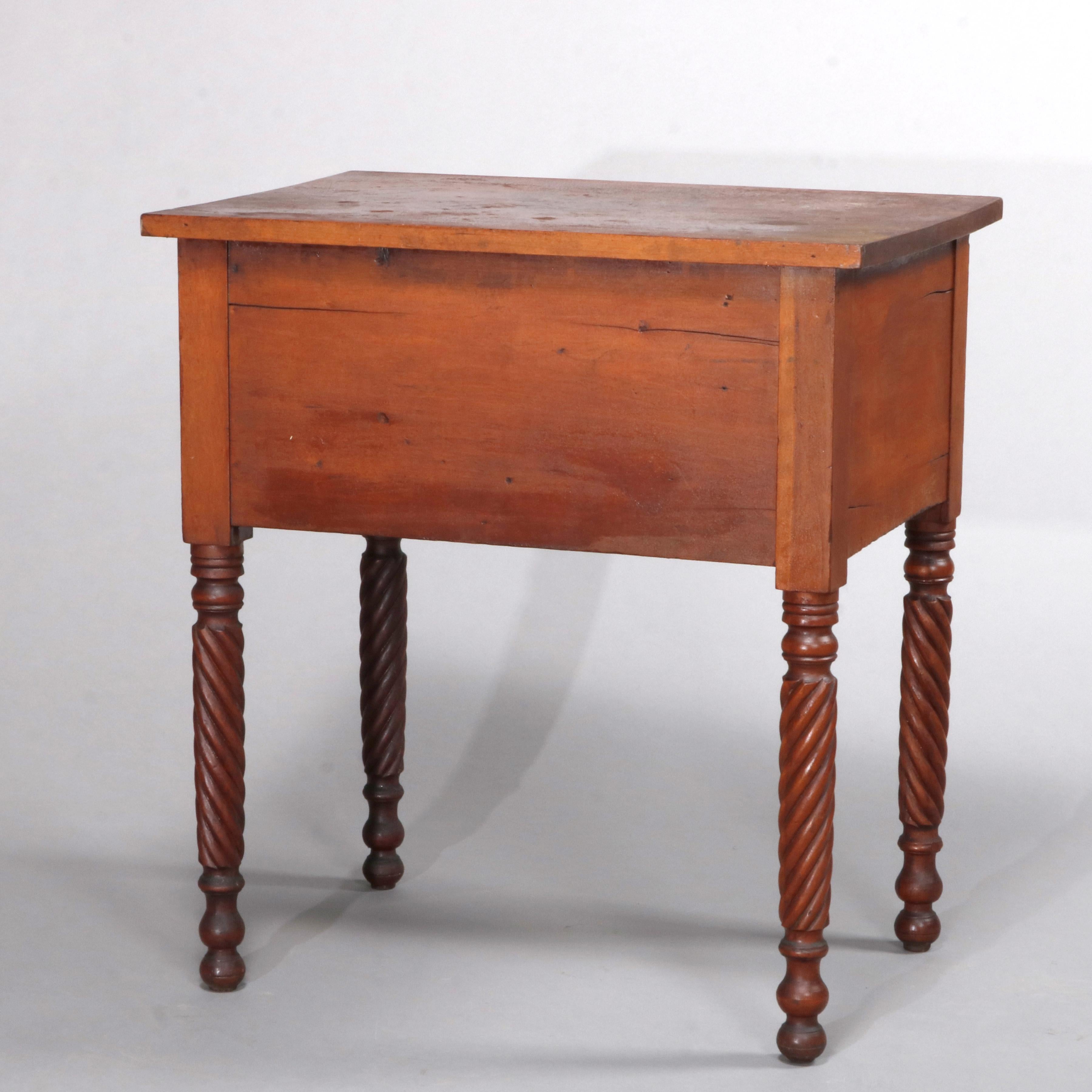 Antique Sheraton Cherry and Bird's-Eye Maple Two-Drawer Stand, circa 1840 4