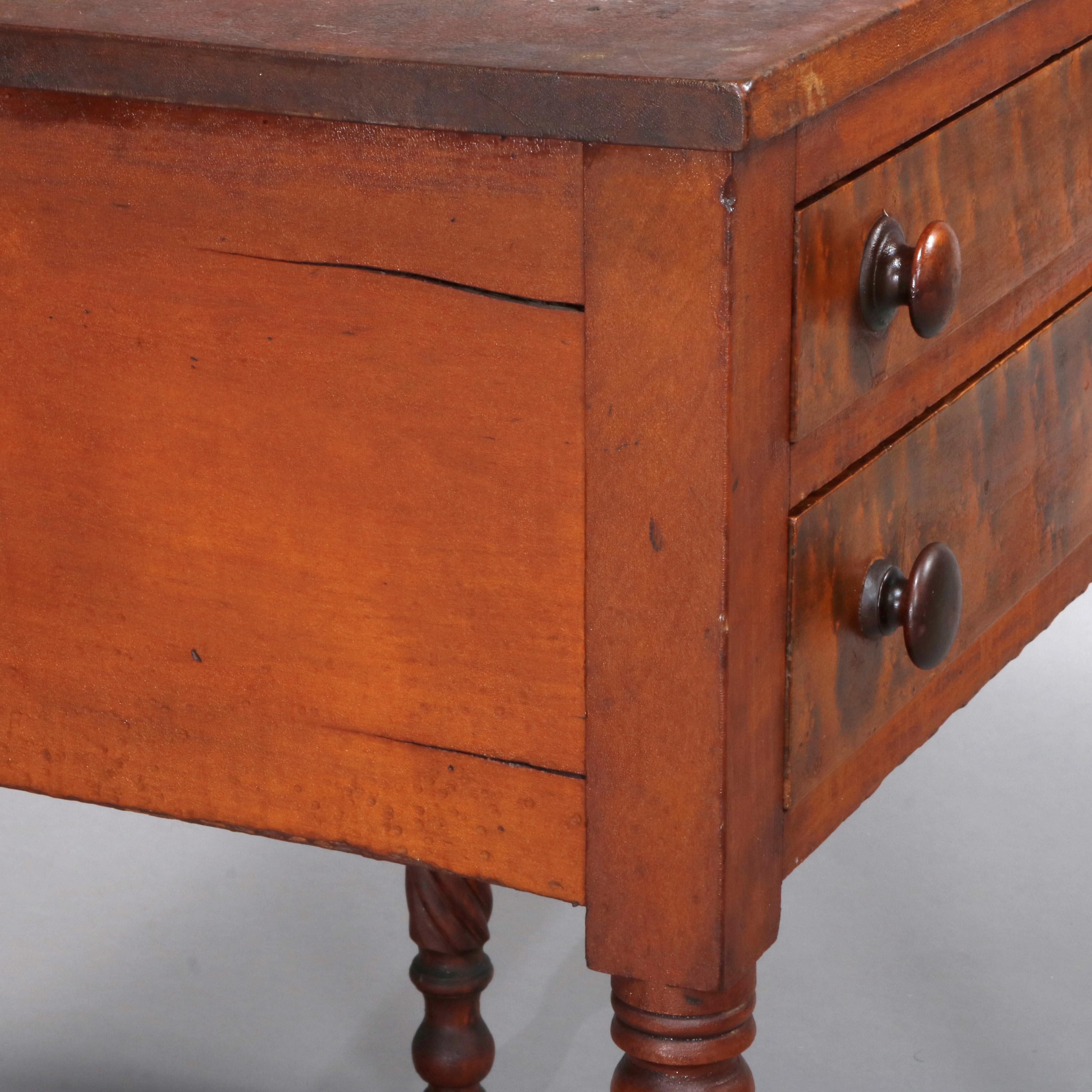 American Antique Sheraton Cherry and Bird's-Eye Maple Two-Drawer Stand, circa 1840