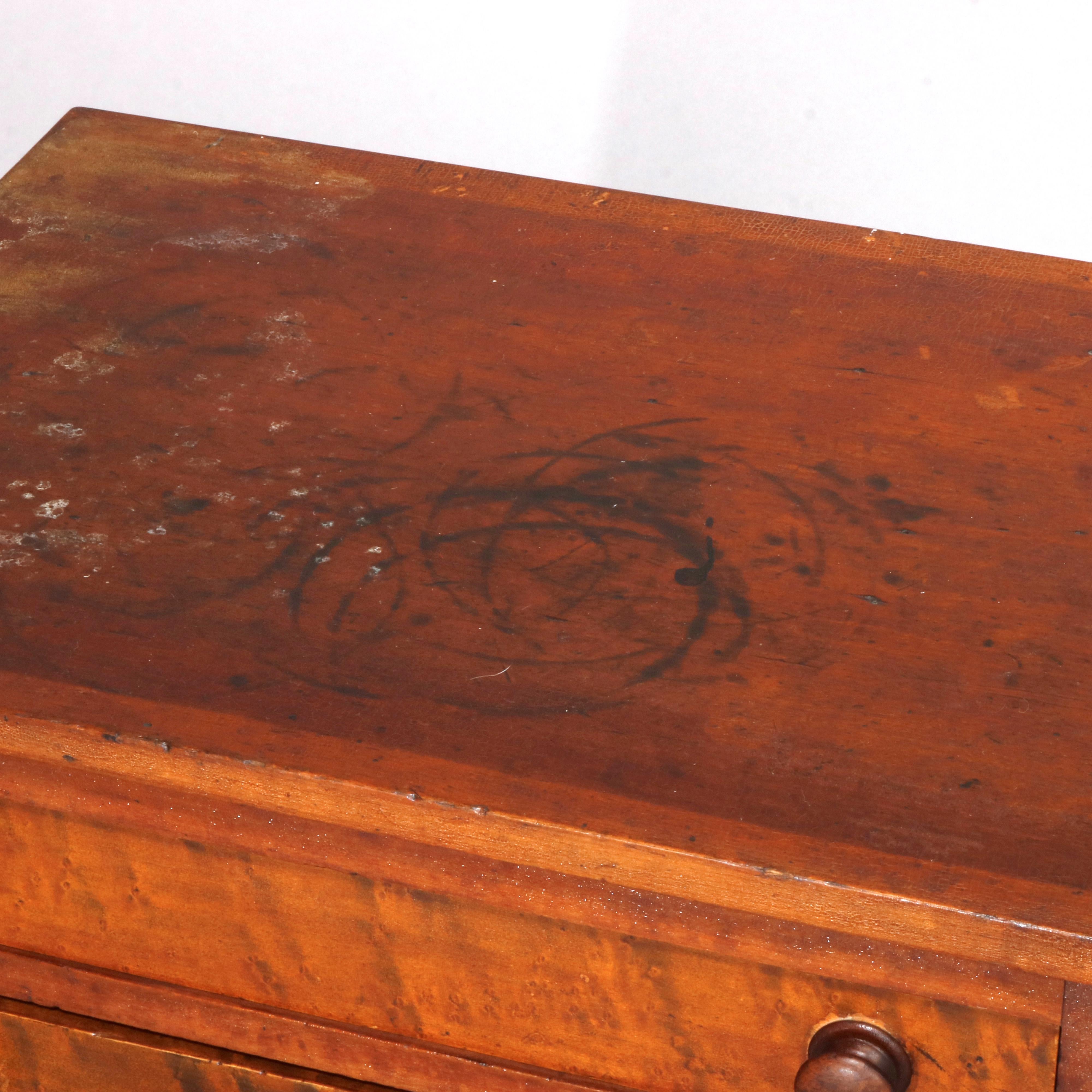 Antique Sheraton Cherry and Bird's-Eye Maple Two-Drawer Stand, circa 1840 1