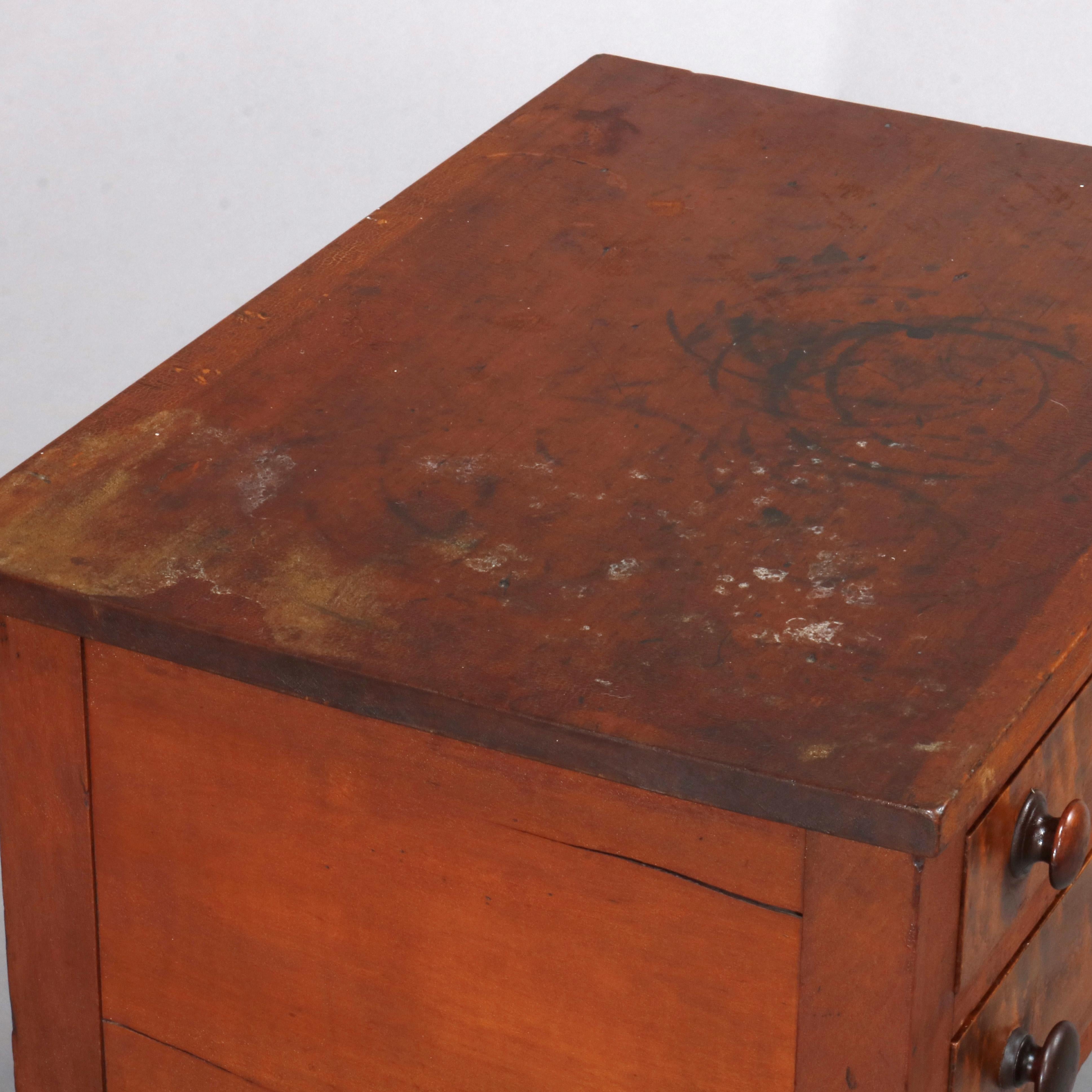 Antique Sheraton Cherry and Bird's-Eye Maple Two-Drawer Stand, circa 1840 2