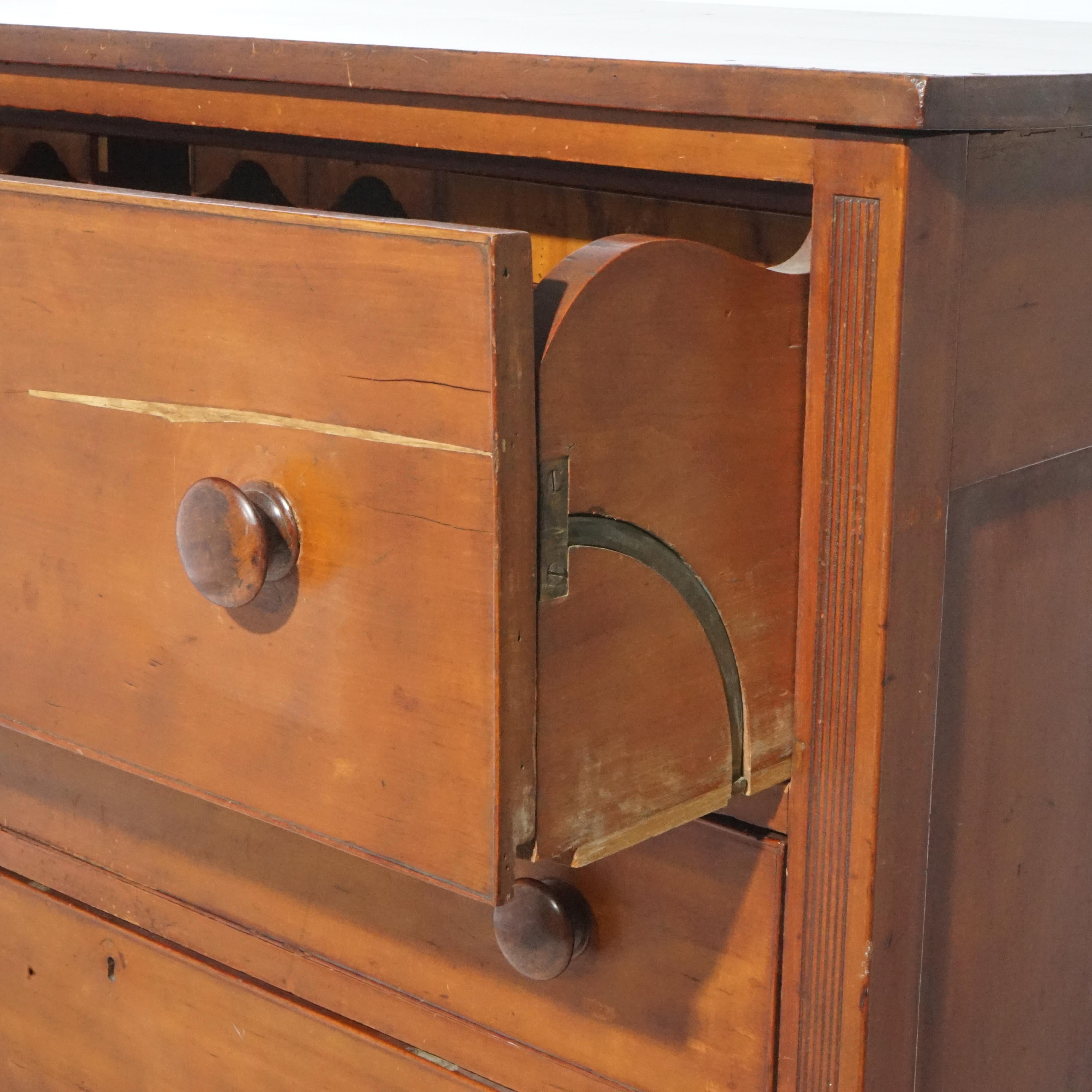 Antique Sheraton Cherry Butlers Chest with Drop-Front Desk, Circa 1830 11