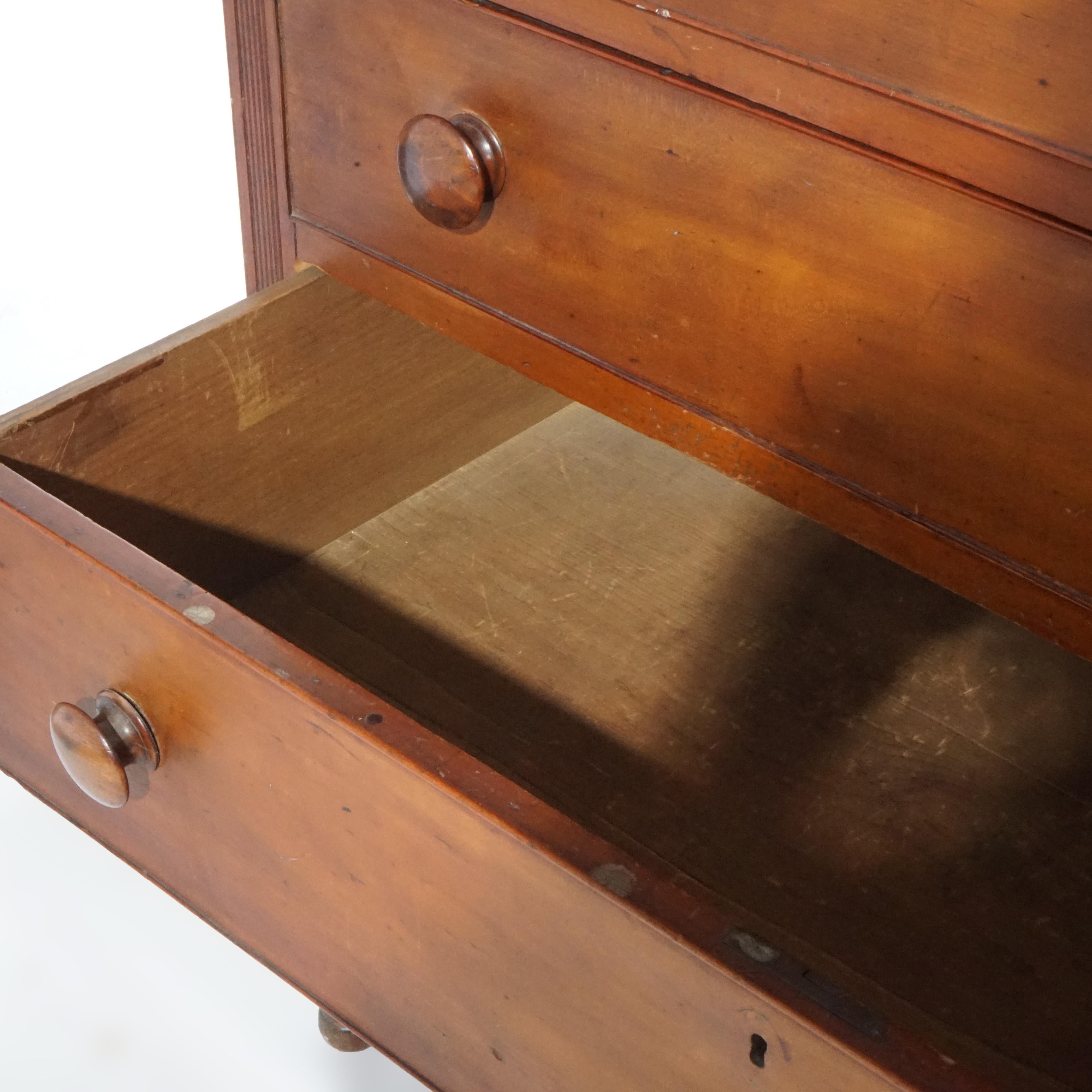 Antique Sheraton Cherry Butlers Chest with Drop-Front Desk, Circa 1830 12