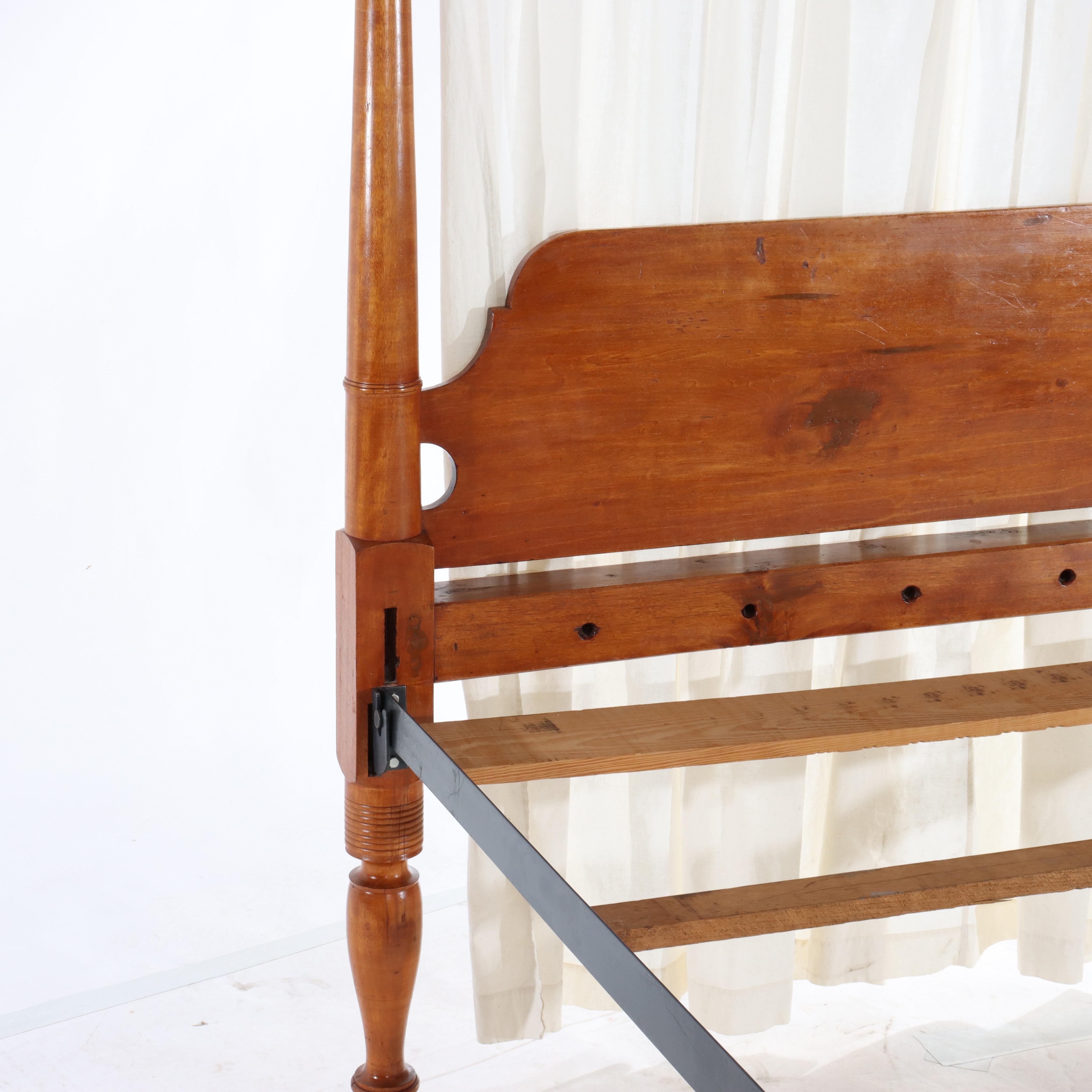 Antigua Cama Sheraton con dosel de cerezo C1820 en venta 5