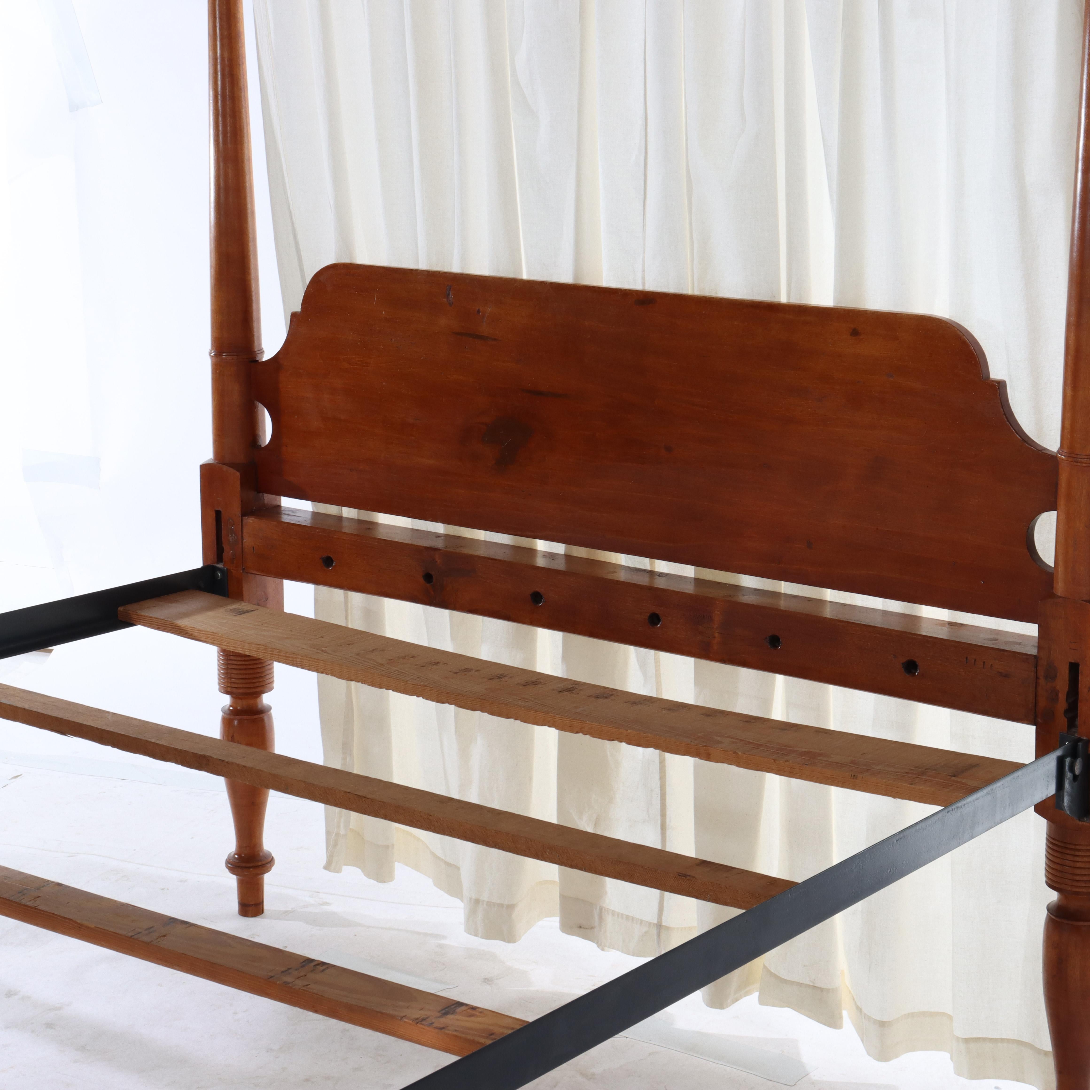 Antigua Cama Sheraton con dosel de cerezo C1820 en venta 6