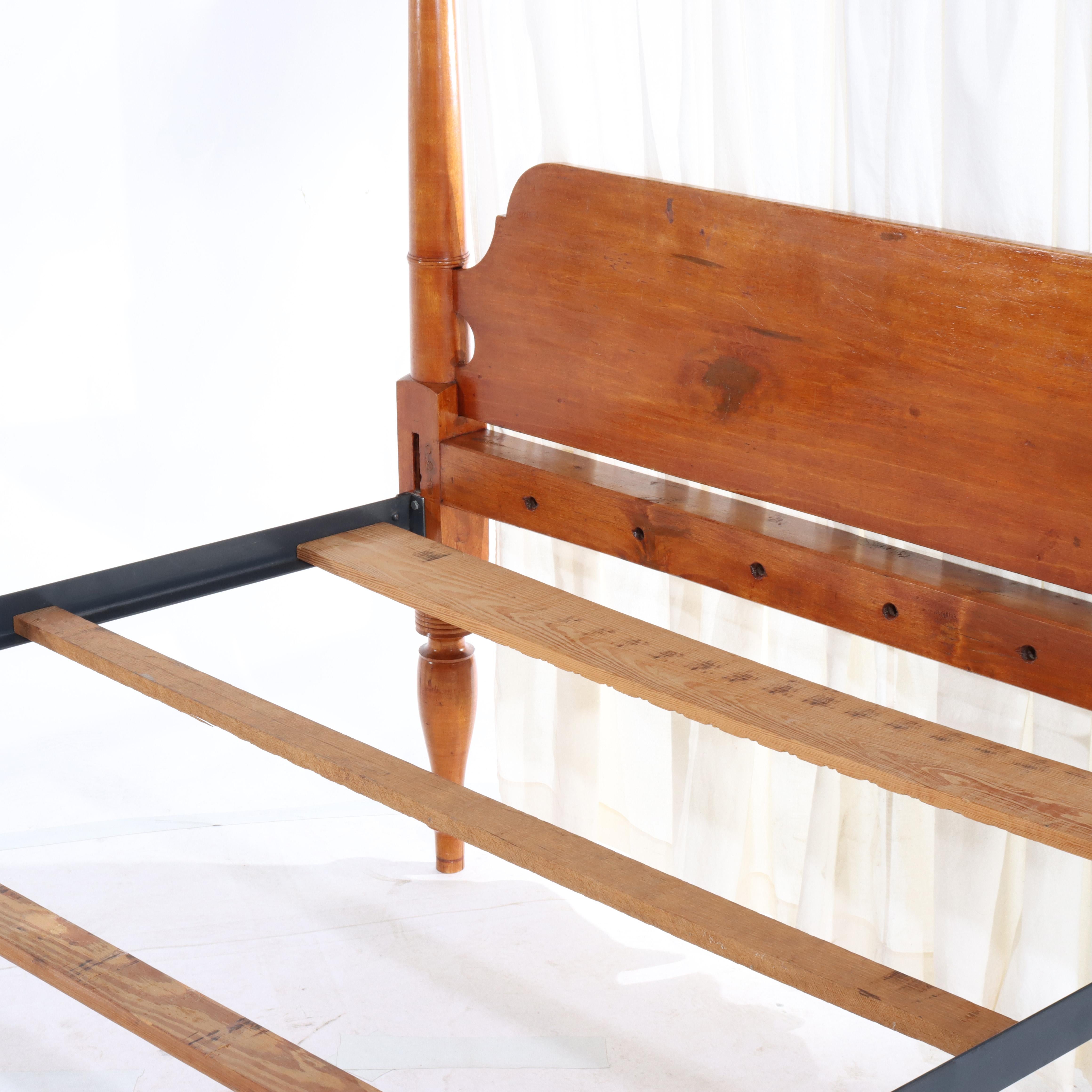 Antigua Cama Sheraton con dosel de cerezo C1820 en venta 14