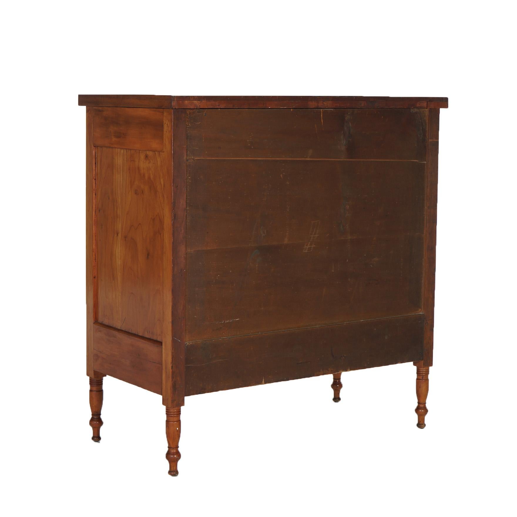 Antique Sheraton Cherry Four Drawer Swell Front Chest Circa 1830 For Sale 2