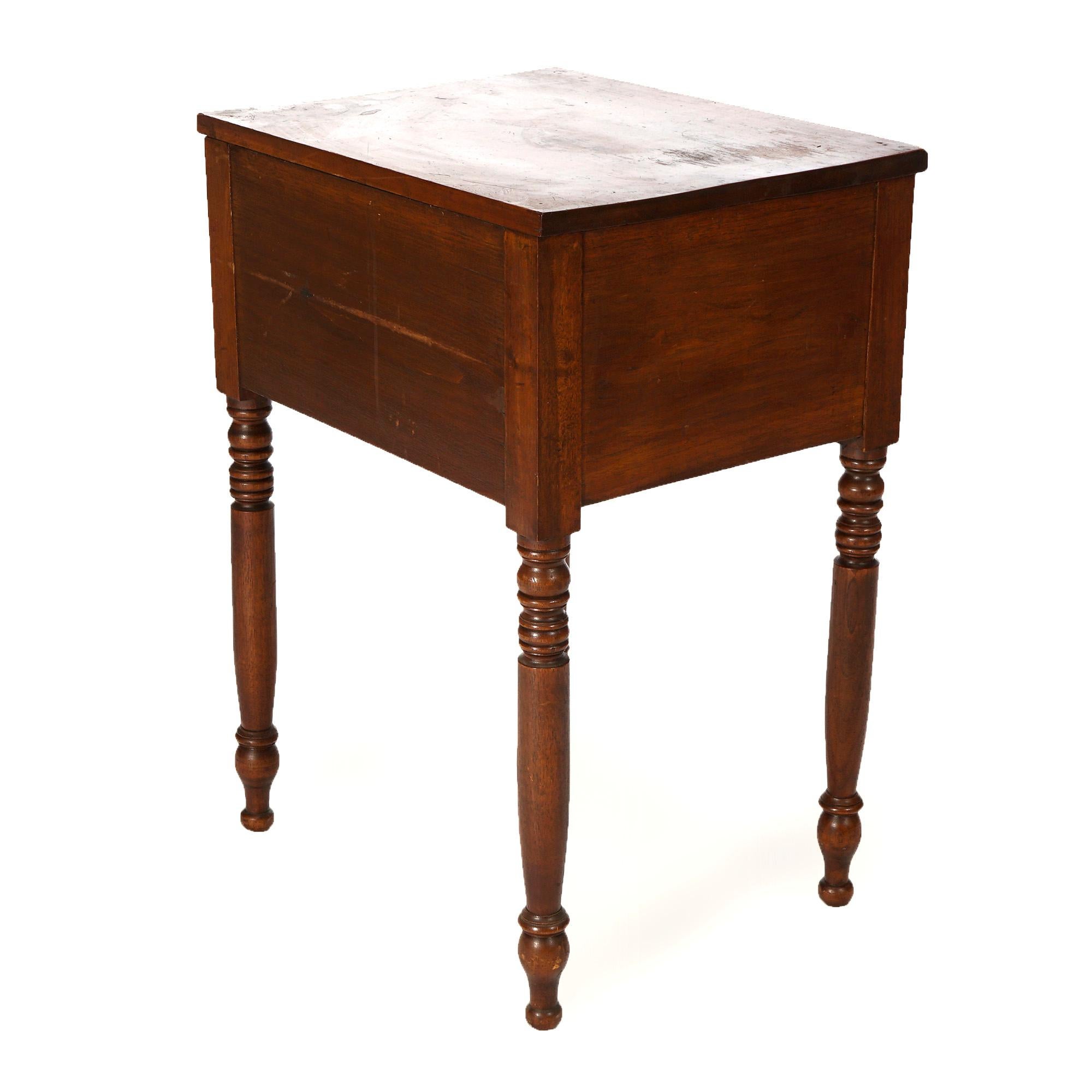 Antique Sheraton Cherry & Mahogany Two Drawer Side Stand 19th C. In Good Condition In Big Flats, NY